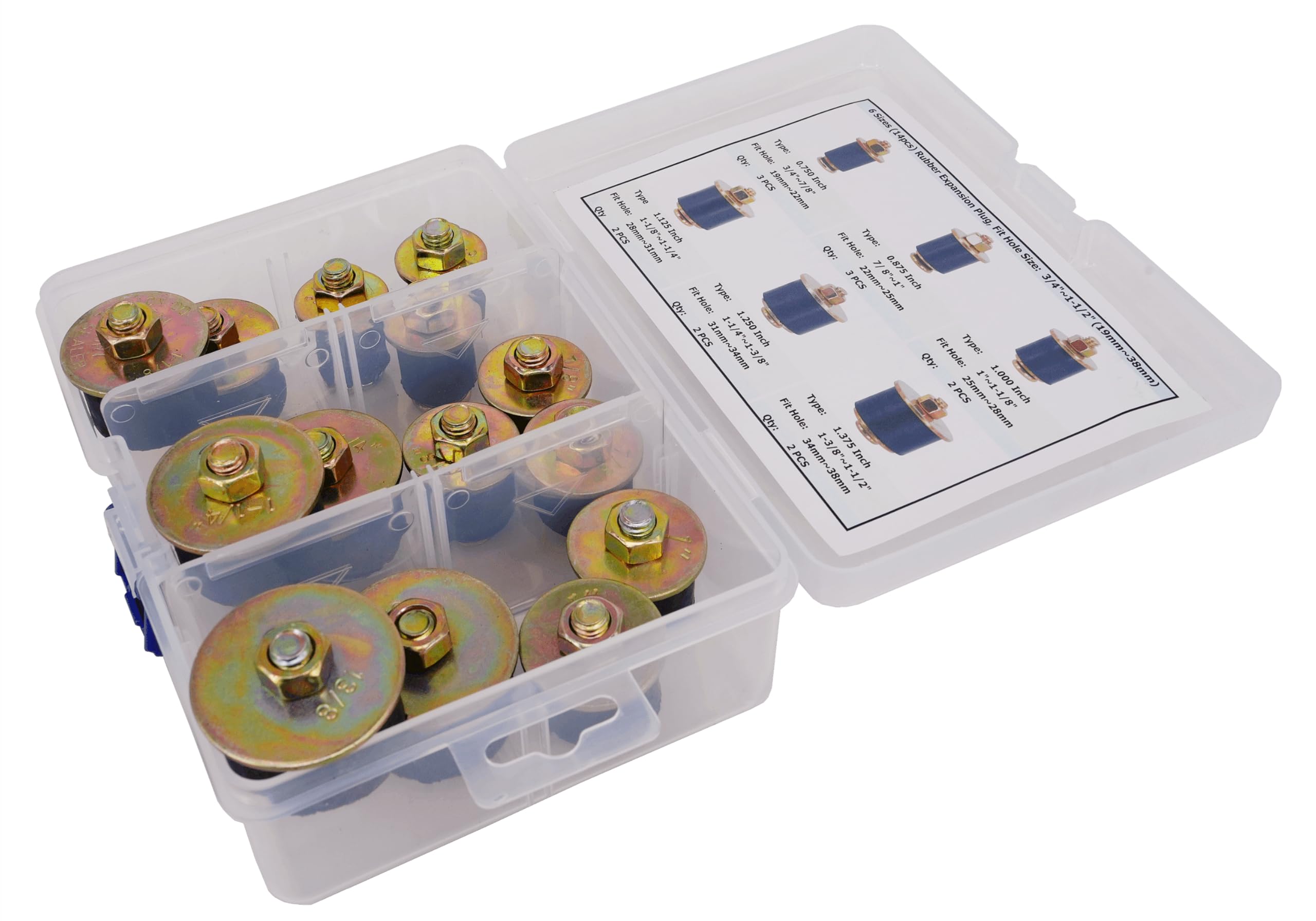 Dsnaduo Neoprene Rubber Expansion Plug Set - 14pcs, Fits 3/4" to 1-1/2", Model DP19-38, Durable Automotive Frost Plug