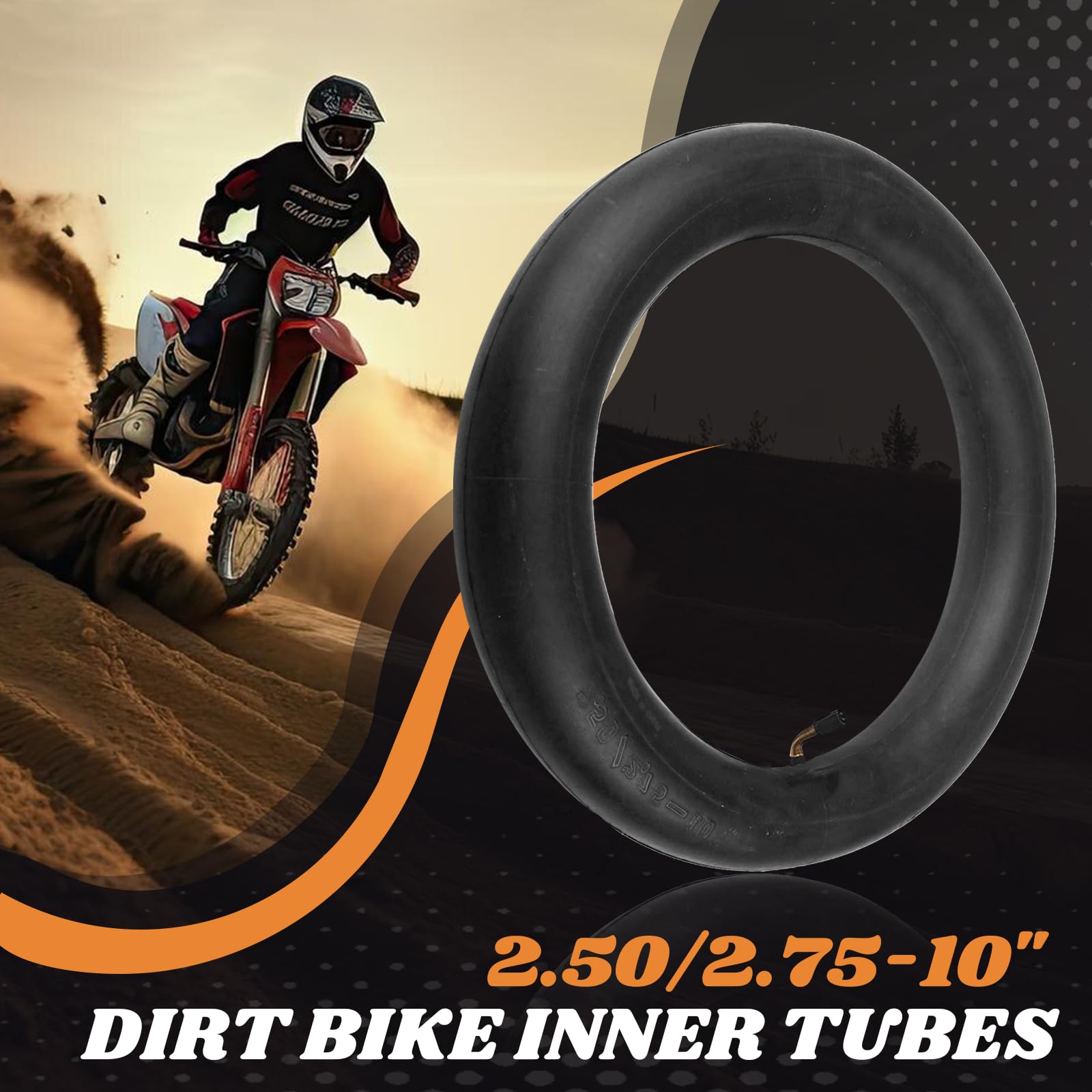 Ar-Pro 2.50/2.75-10 Dirt Bike Replacement Inner Tube Heavy Duty With Tr-87 Bent Valve Stem, Compatible For Honda Crf50 /Xr50, Ra