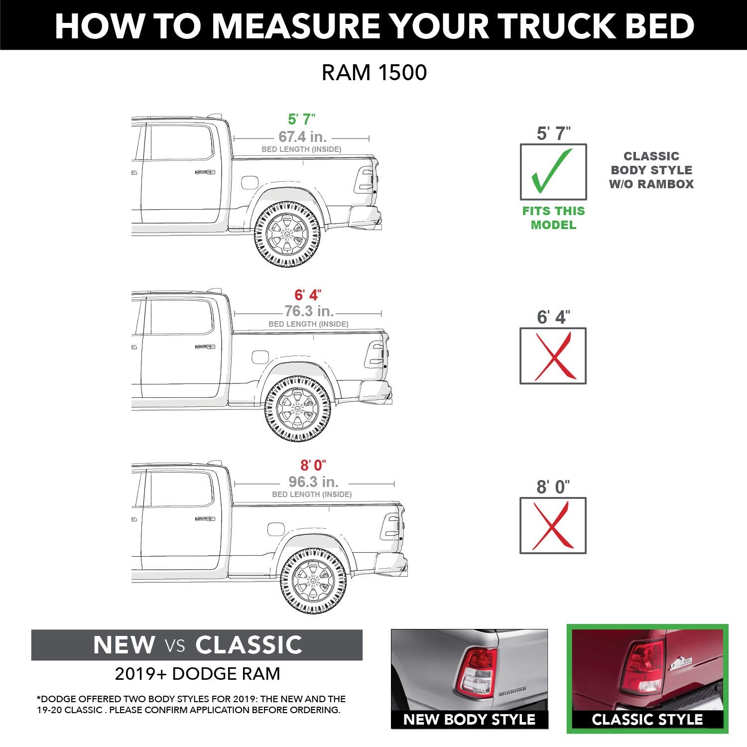 Gator Etx Soft Roll Up Truck Bed Tonneau Cover | 53204 | Fits 2019 - 2025 Dodge Ram 1500 5' 7'' Bed (67.4'')