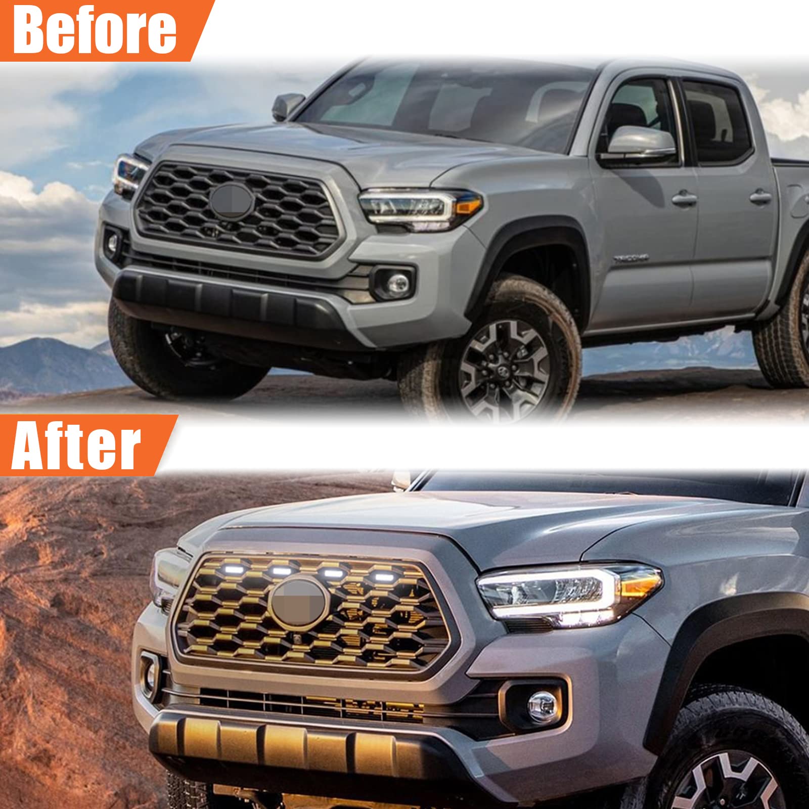 mingjue 4pcs LED Grill Lights for Tacoma 2020-2023, White Light, Black Housing, Fits TRD Off Road & Sport Models