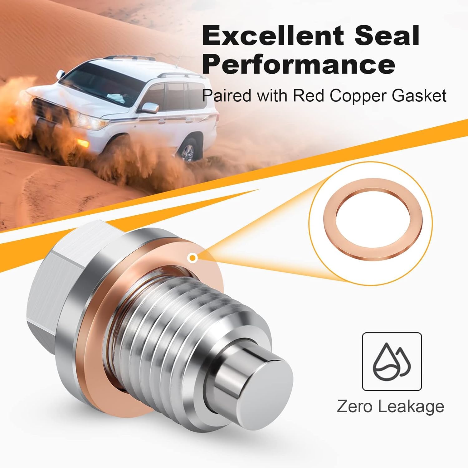 M12 X 1.5 Magnetic Oil Drain Plug With Copper Gasket Crush Washer Anti Leakage Seal Automotive Replacement Engine Oil Drain Plug