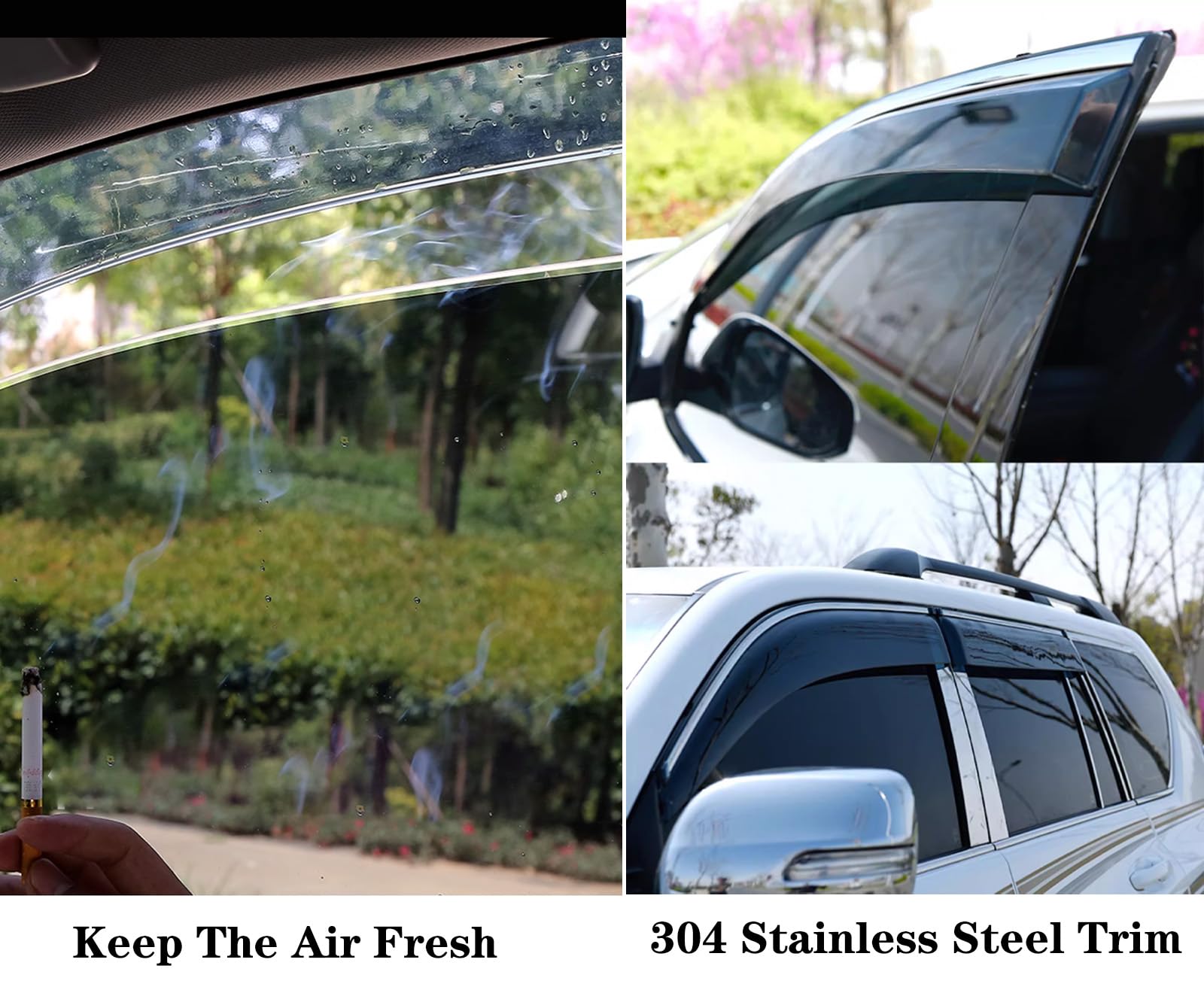 Vesul Compatible With Subaru Outback 2020-2025 Rain Guards Wind Deflectors Anti-Rain Window Visors With Tape 304 Stainless Steel