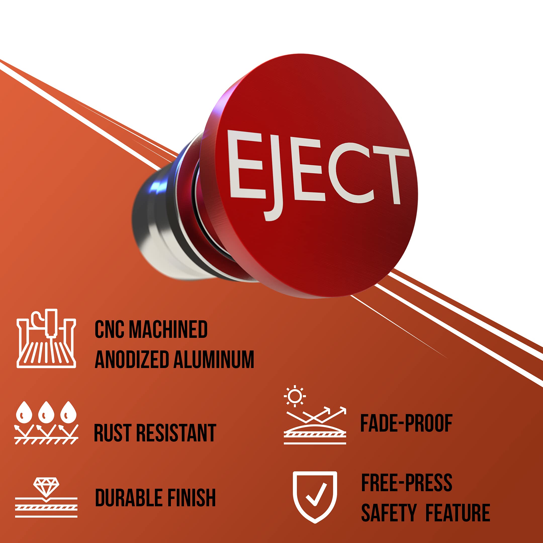 Eject Button Car Cigarette Lighter By Citadel Black - Anodized Aluminum, 12-Volt Replacement Accessory, Fits Most Vehicles, Sock