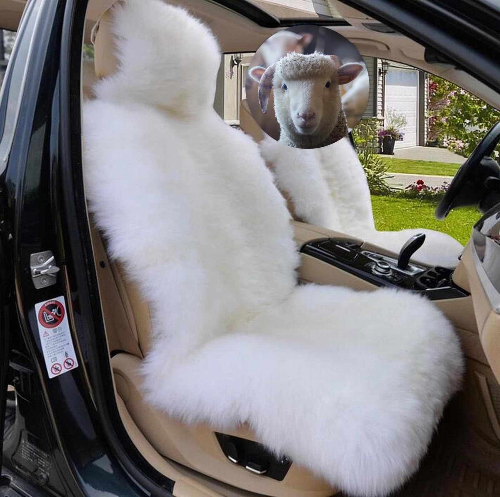 Gracefur Genuine Australia Sheepskin Car Seat Cover Luxury Long Wool Front Seat Covers Fits Most Car, Truck, Suv, Or Van 1 Piece