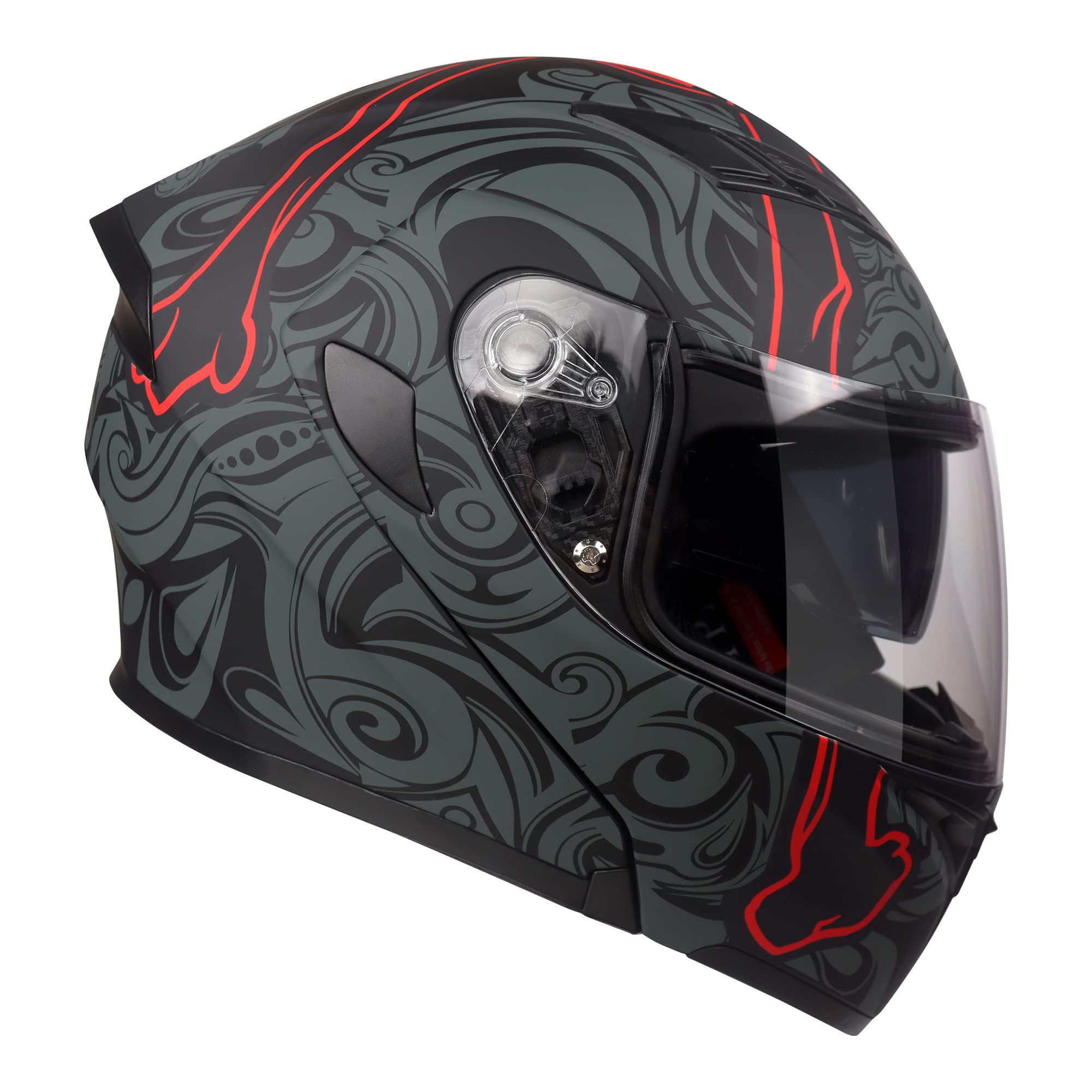 KYPARA Modular Full Face Motorcycle Helmet, DOT Certified, Size M, Multi-Color, Model Lucifer, ABS Material