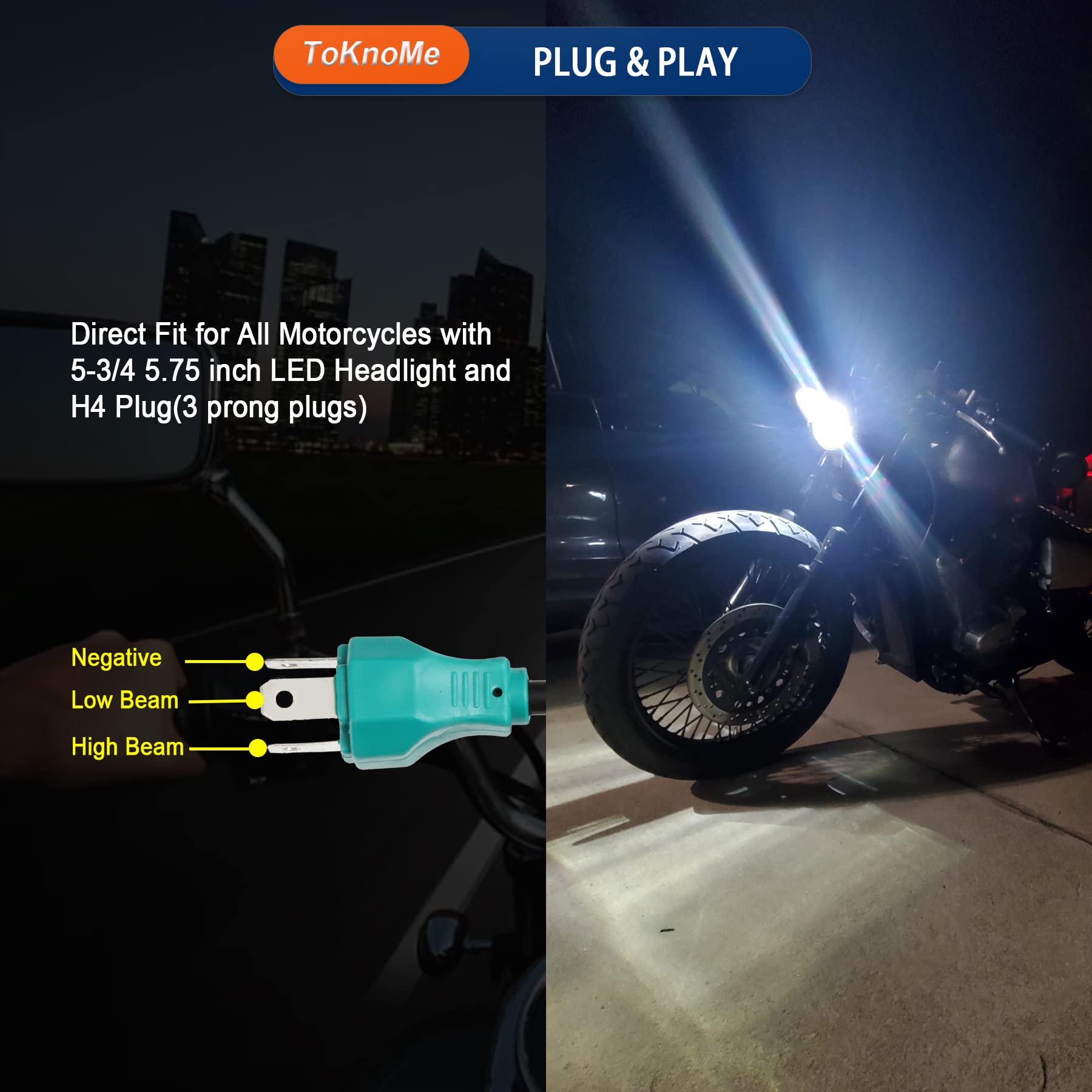 Toknome 5-3/4 5.75 Inch Led Headlight Compatible With Harley Davidson Dyna Sportster Iron 883 1200 Low Rider Xlh883 Super Glide