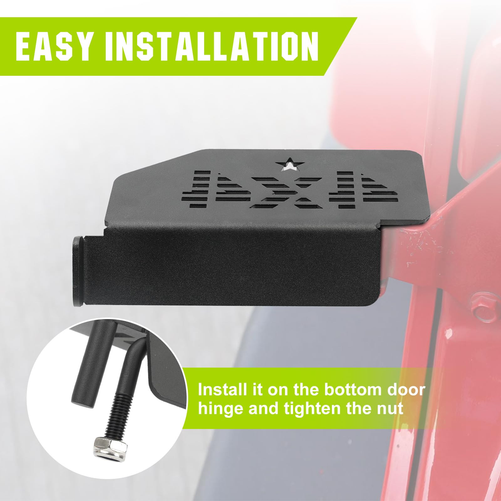 Bordan Front Foot Pegs Doors Off For Jeep Wrangler Jk Jku Jl Jlu Jt Gladiator 2007-2025, Exterior Door Hinge Foot Peg Metal Rest