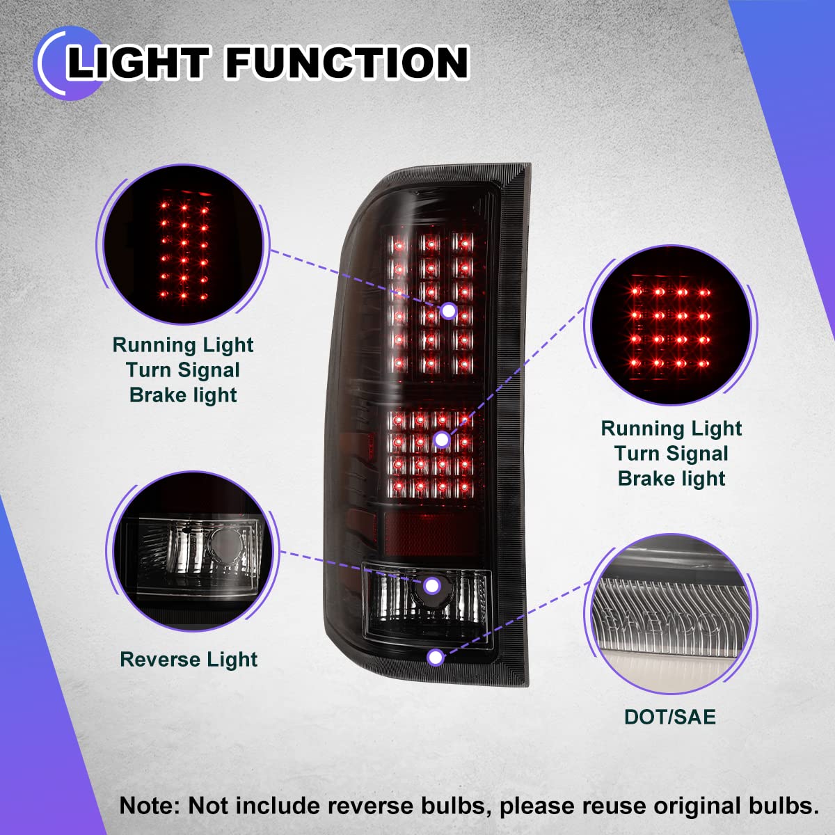 Nixon Offroad Led Taillight For 2008-2013 Chevy Silverado 1500 Tail Light Assembly For 2008-2014 Chevy Silverado 2500 3500, 2007 Silverado 1500/2500/3500 New Body (Clear Lens)