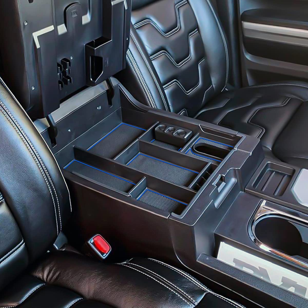 EDBETOS Center Console Tray Organizer for Toyota Tundra 2014-2021, Blue Trim, Armrest Secondary Storage Box