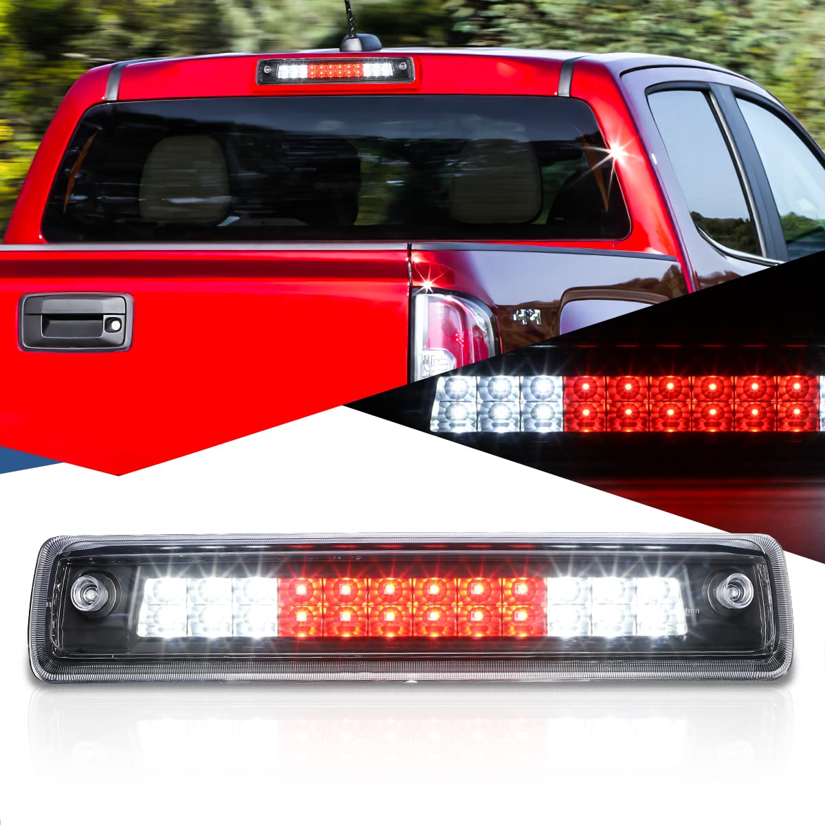 Auto Dynasty Dual Rows LED Black Housing High Mount 3rd Third Brake Light Cargo Lamp Compatible with Chevy Colorado/GMC Canyon 1