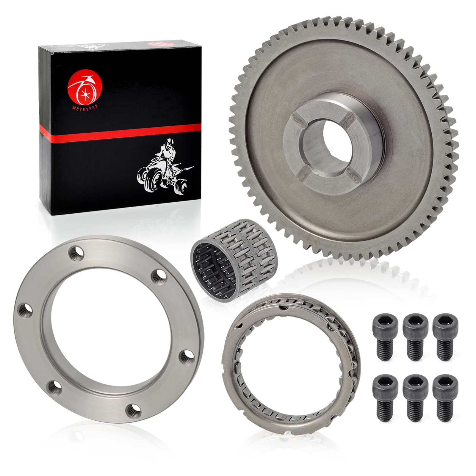 MOTO1988 Starter Clutch One Way Bearing Gear Idler Kit for YAMAHA Raptor 350, Warrior, Big Bear 350, Kodiak 400, Wolverine 350