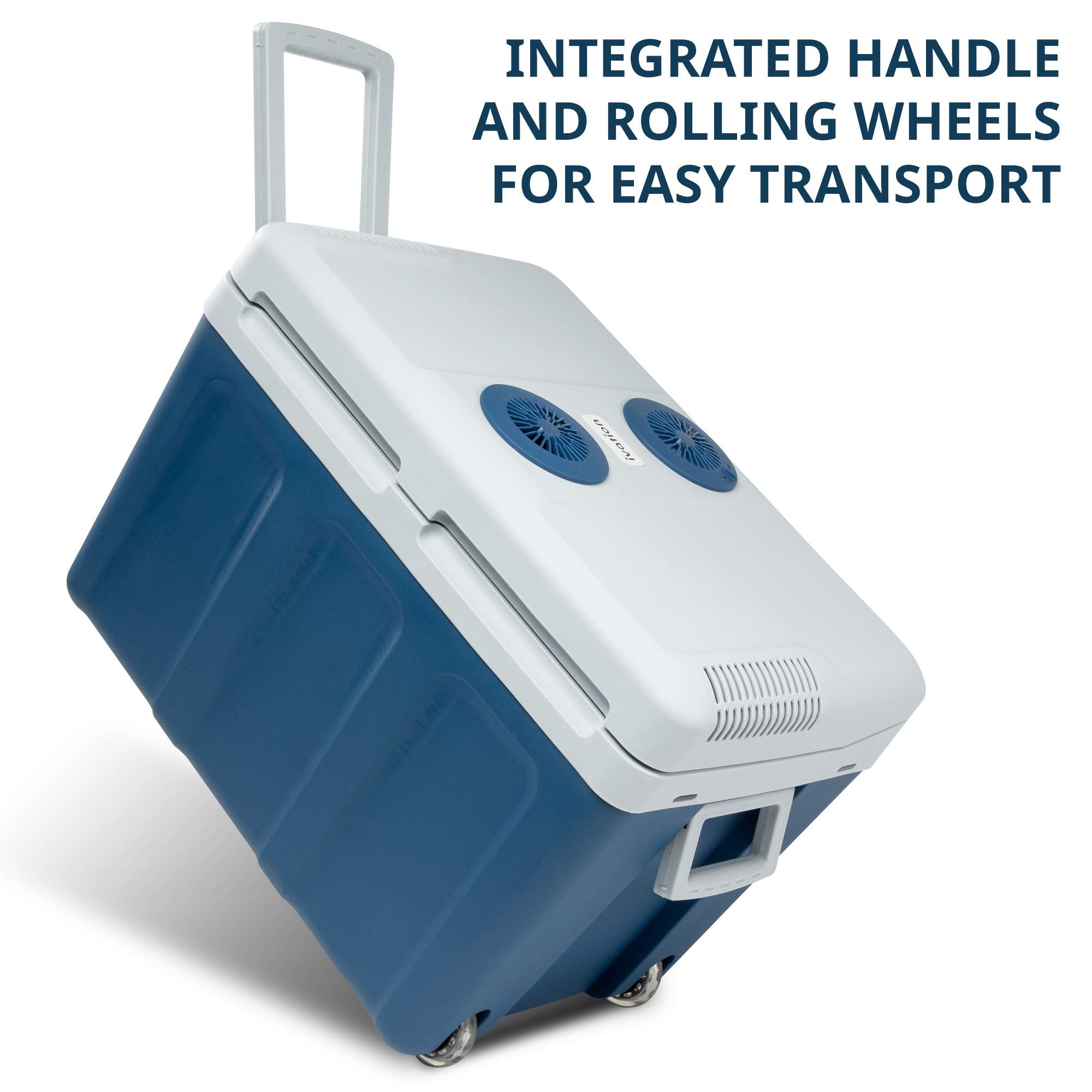Ivation Electric Cooler & Warmer With Wheels & Handle |48 Quart (45 L) Portable Thermoelectric Fridge For Vehicles & Trucks| 110V Ac Home Power Cord & 12V Car Adapter For Camping, Travel & Picnics