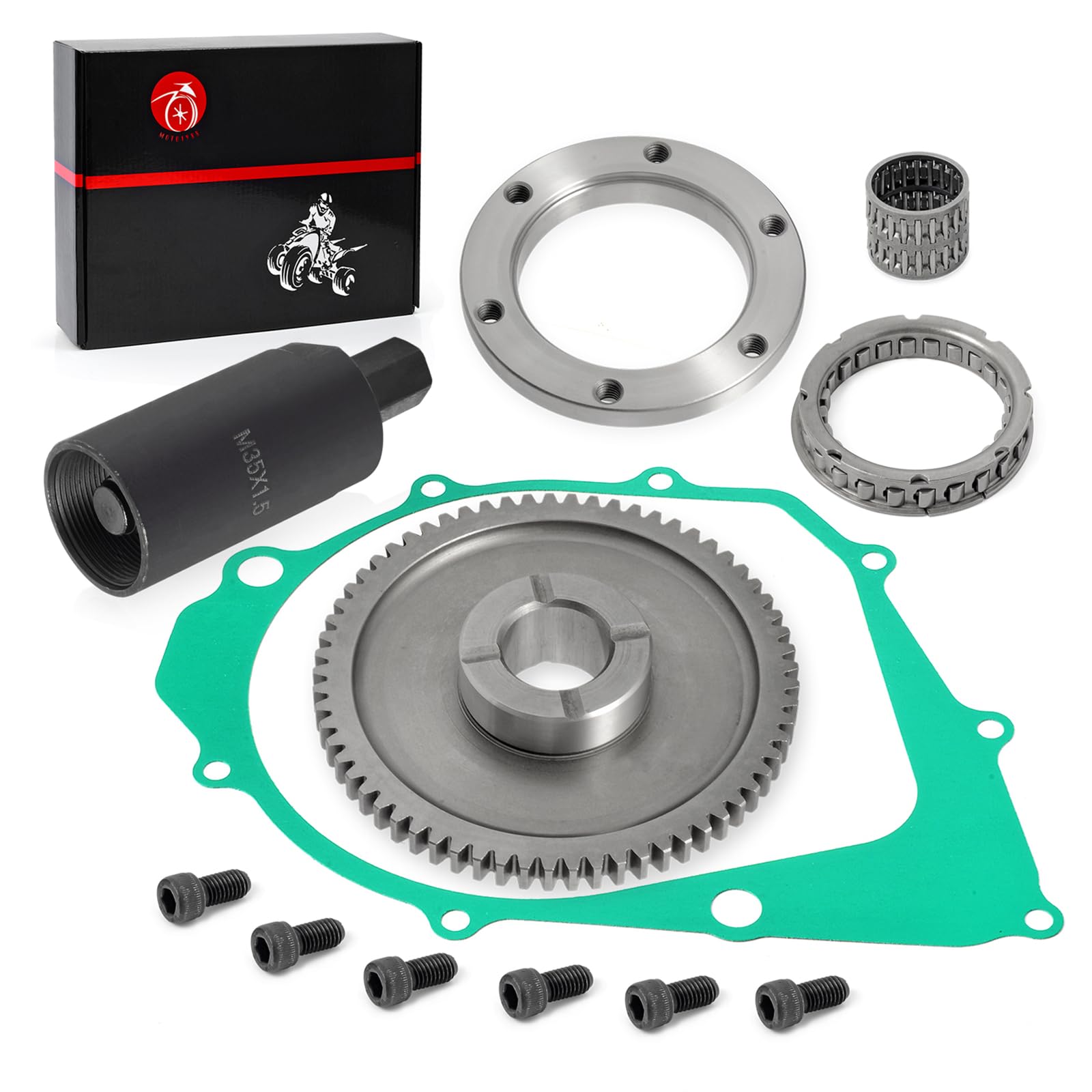 MOTO1988 Flywheel Puller & Starter Clutch Kit for YAMAHA Warrior Raptor Big Bear Kodiak 400, Model 5KM-15590-00-00, 198