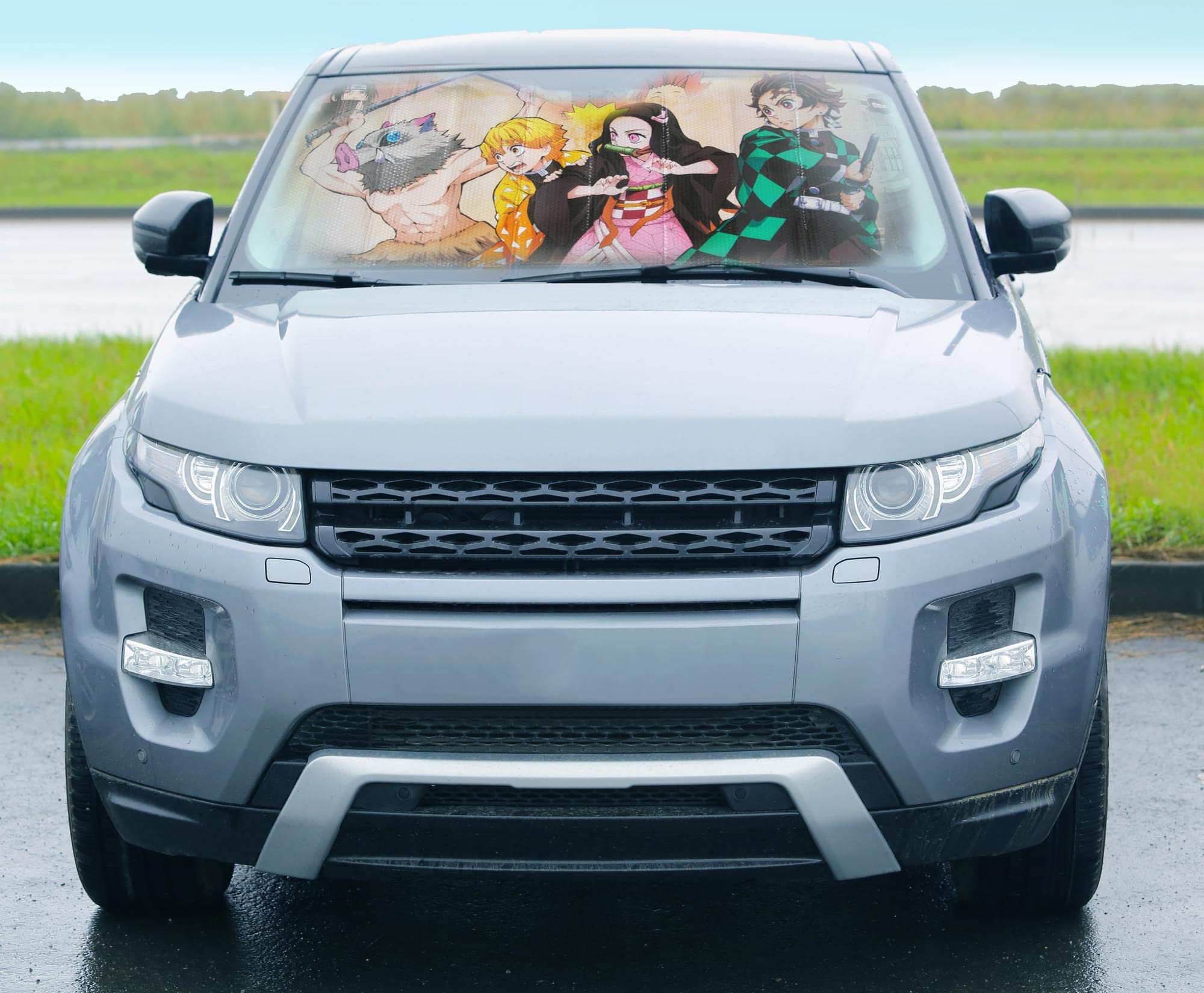 Demon Slayer Characters Accordion Sunshade For Windshield | Foldable Sun Visor Protector For Cars, Trucks, Suvs | Blocks Uv Rays And Sun Glare | Anime Manga Gifts And Collectibles | 64 X 32 Inches