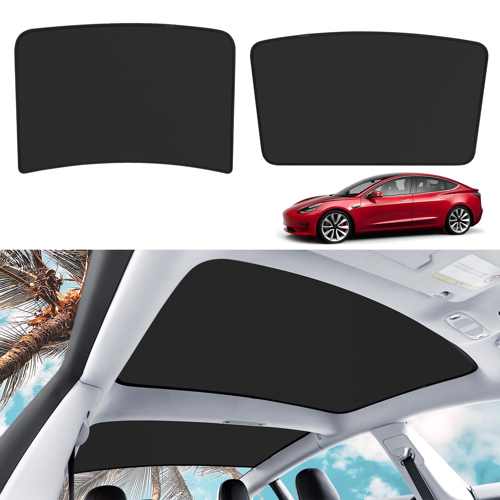 KUNIST Roof Sunshades for Tesla Model 3 2023, Upgraded Sunroof Shade Sunshade Roof Sun Shade for Tesla Model 3 Accessories 2021-