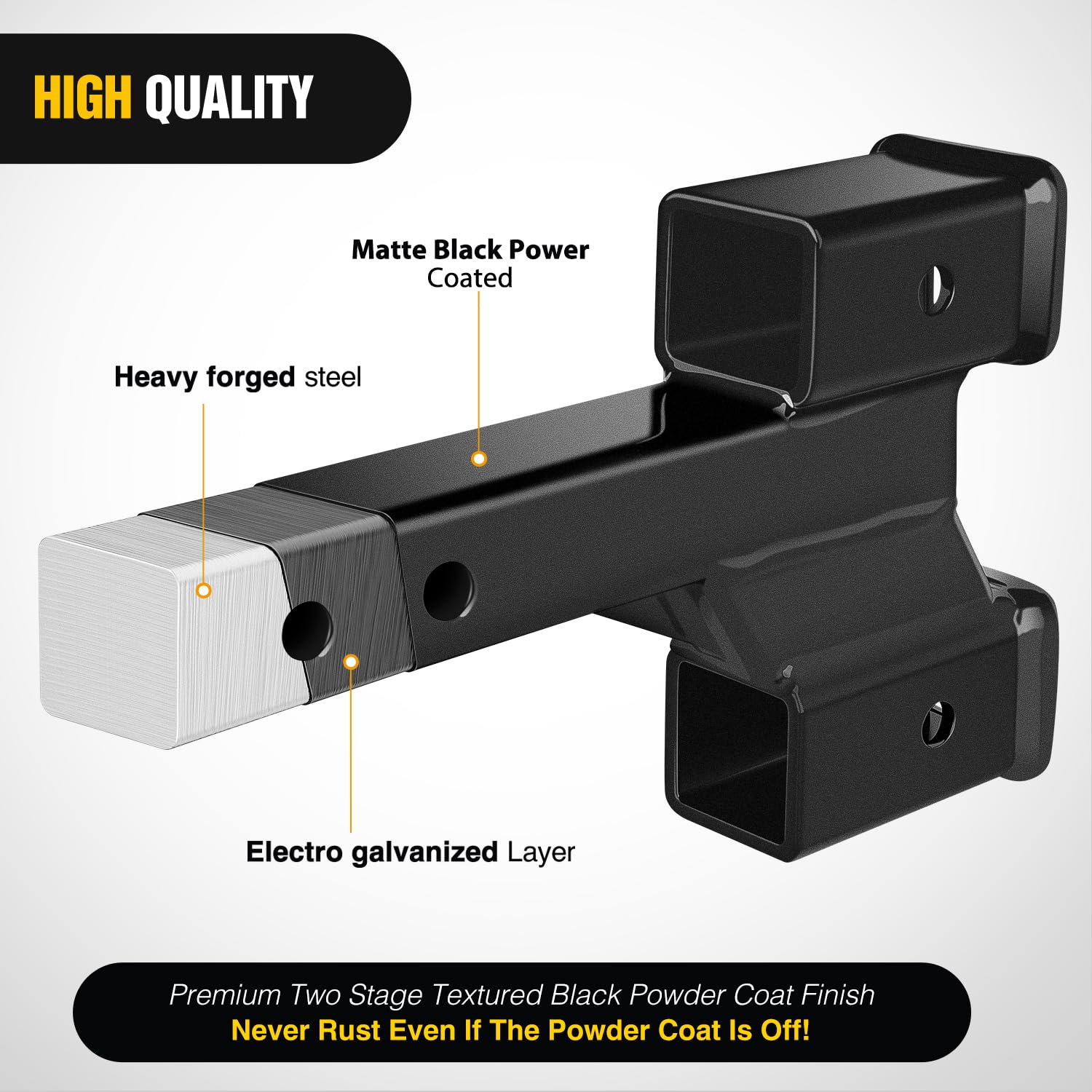 Nilight Trailer Dual Hitch Extender For 2 Inch Receiver With 2'' 4'' Rise Or Drop With Bolt Nut Clip 10,000 Lbs Capacity Adjusta