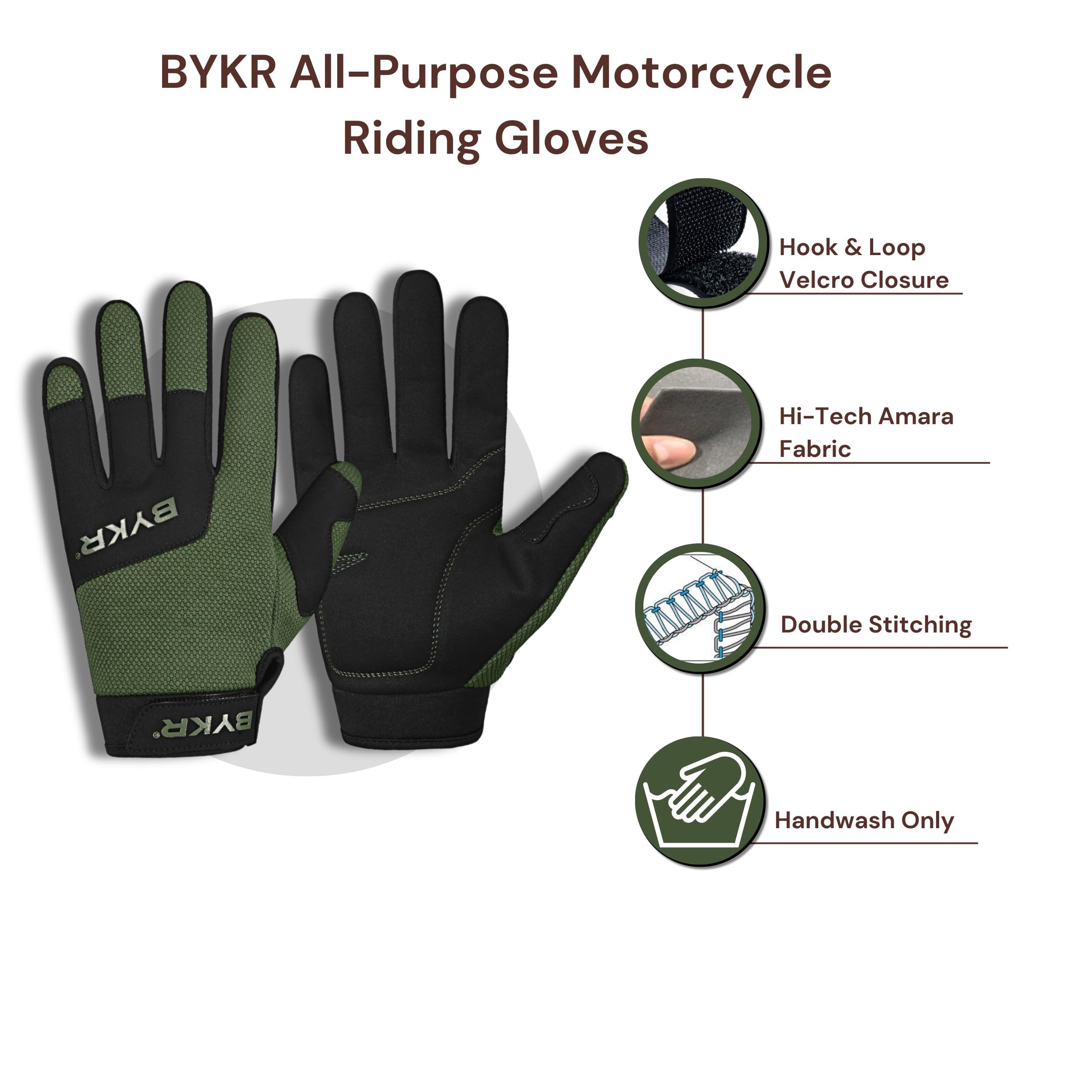 Bykr All-Weather Motorcycle Gloves For Men & Women - Protection For Dirt Bike, Bmx, Mx, And Atv Riding - Mil Green Xxl