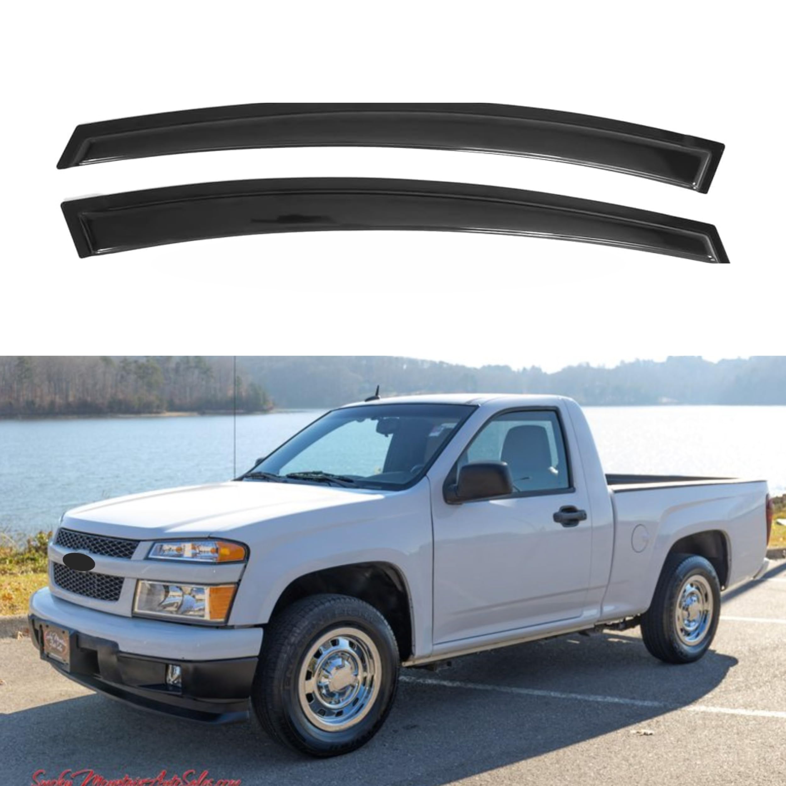 Ig Window Visor Compatible With Chevrolet Colorado Standard Cab 2004-2012 & Gmc Canyon Standard Cab 2004-2012, Tape-On Rain Guar