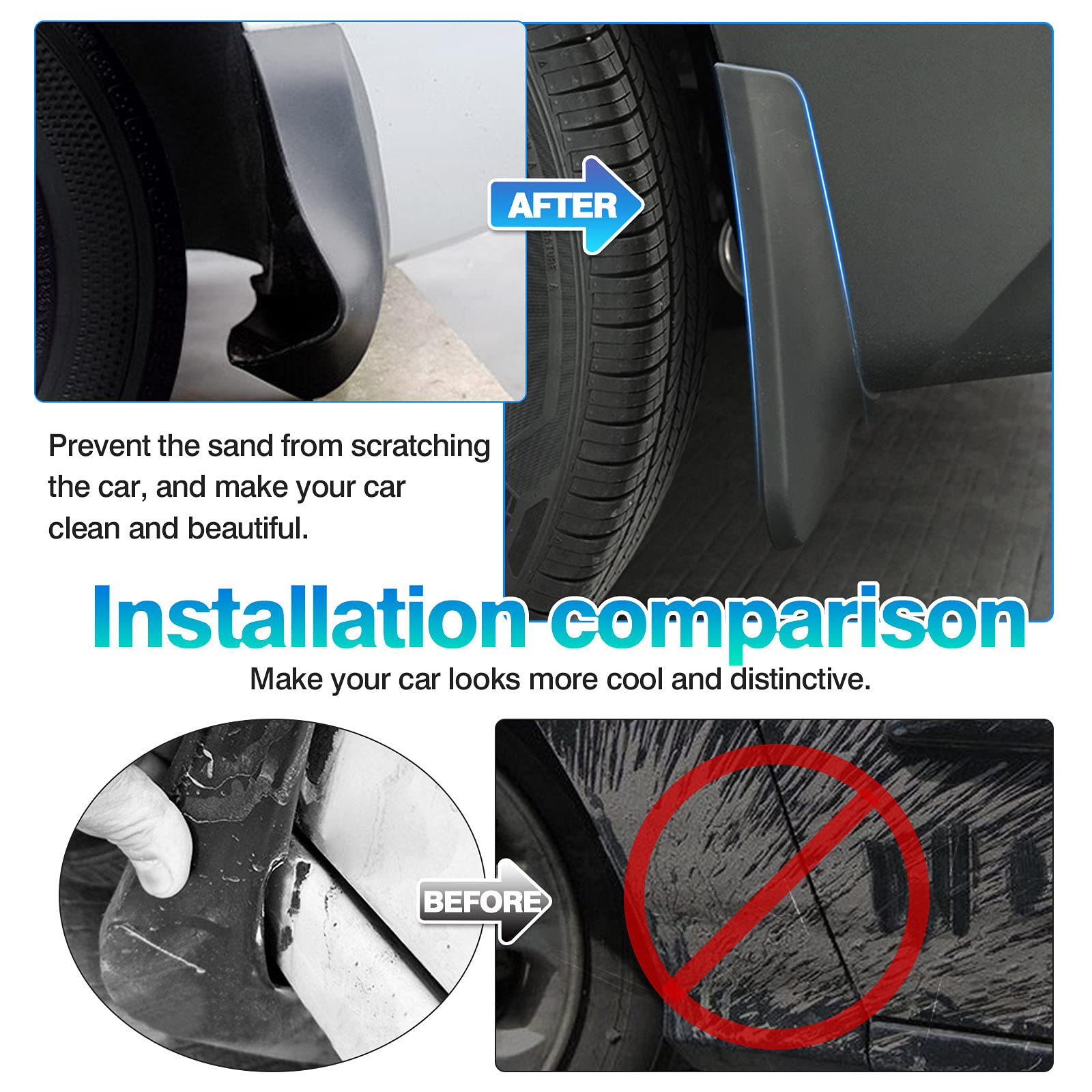 Autorder Mud Flaps Set for 2022-2025 Hyundai Tucson, Matte Black, ABS Front & Rear Splash Guards, Model Autorder0528