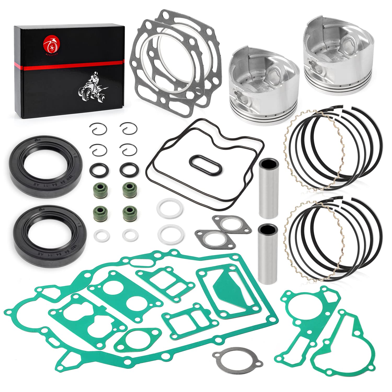 MOTO1988 Engine Top End Rebuild Kit for Kawasaki Mule 2500-4010, Model 13001-2210, Piston, Ring, Gasket Seal