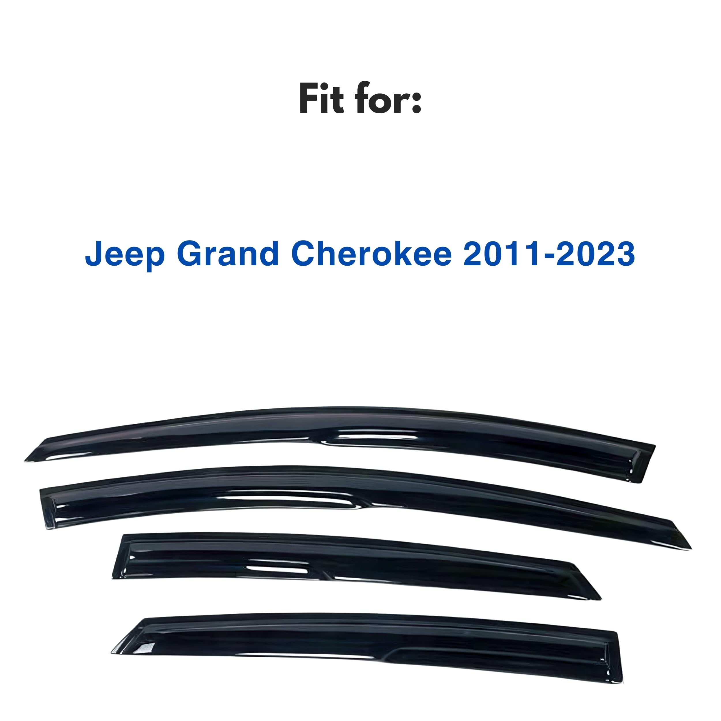 Ig Window Visor For Jeep Grand Cherokee 2011-2023, Rain Guard Tape-On Durable Side Vent Window Deflector Mugen Style, 2011 2012