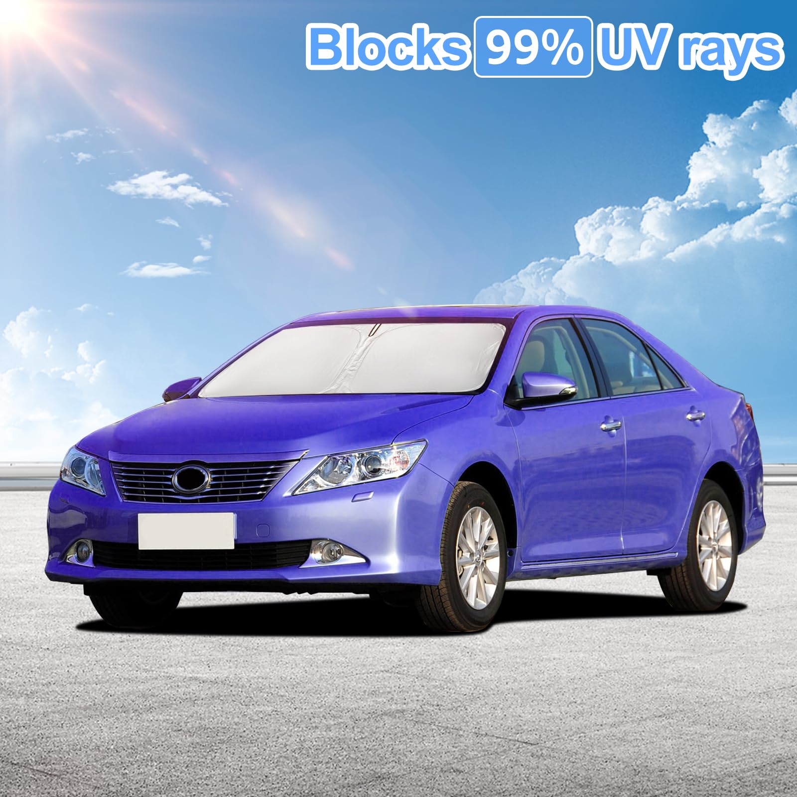 ZOIBV Sun Shade Windshield Cover for Toyota Camry 2012-2017 - 4 Layers, Silver, High Density Polyethylene, UV Blocking Car Accessory