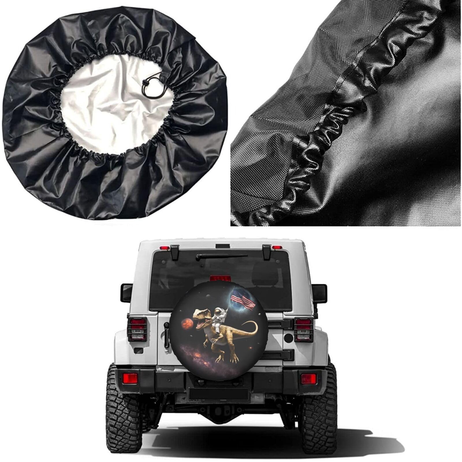 Dujiea Funny Patriotic Dinosaur Sloth Spare Tire Cover, Universal Wheel Tire Cover Dust-Proof Tire Protectors for Trailer Rv Van