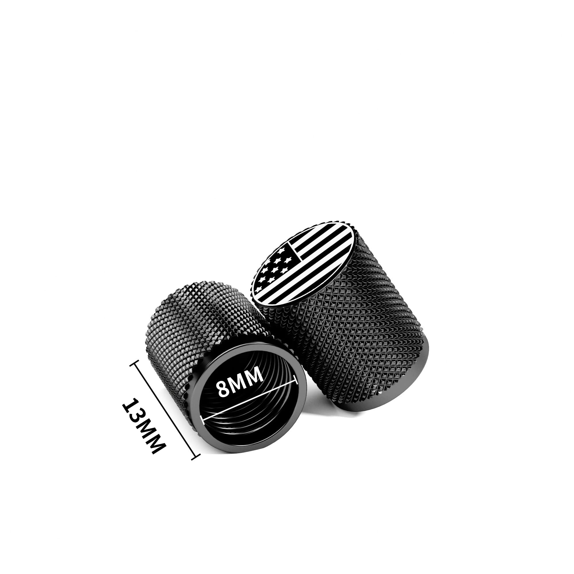 STEEL HAWK Stainless Steel Tire Valve Caps - 4 Pack, Black, Model 7855BL-2P, Precision CNC Machined Wheel Stem Covers for Cars