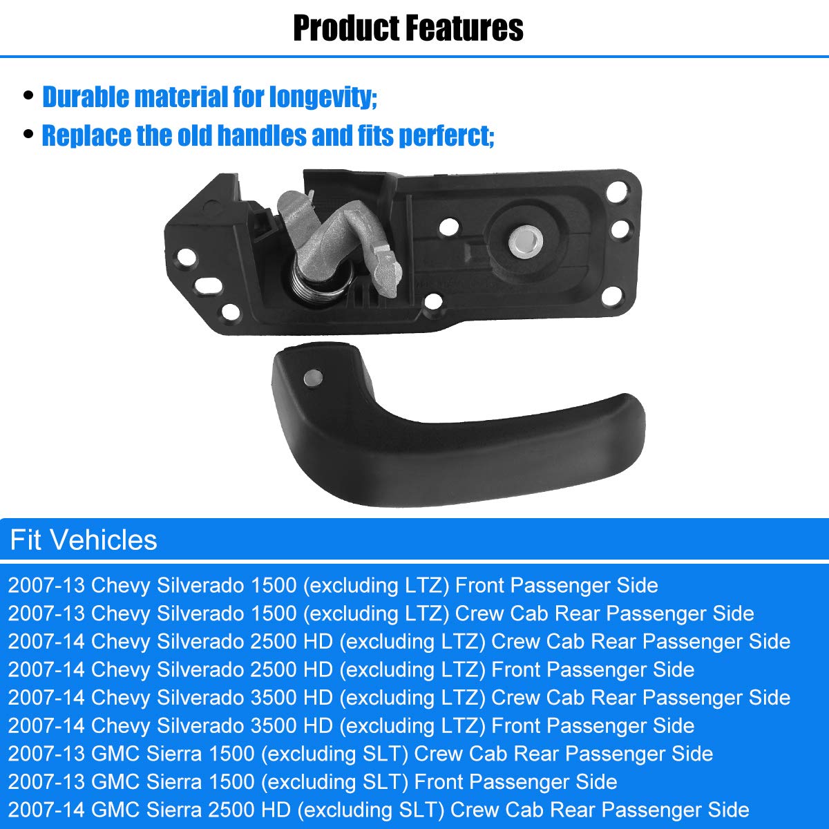 Interior Passenger Door Handle Inside Replacement For Silverado, Gmc Sierra 1500 2500 3500 Tahoe Yukon, Cadillac Escalade 2007 2