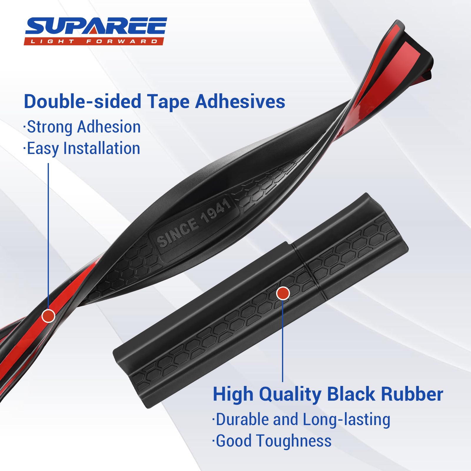 SUPAREE Door Sill Guards for Jeep Wrangler JKU 4-Door (2007-2018) - Black Rubber, Logo 1941, 4PCS Threshold Protection