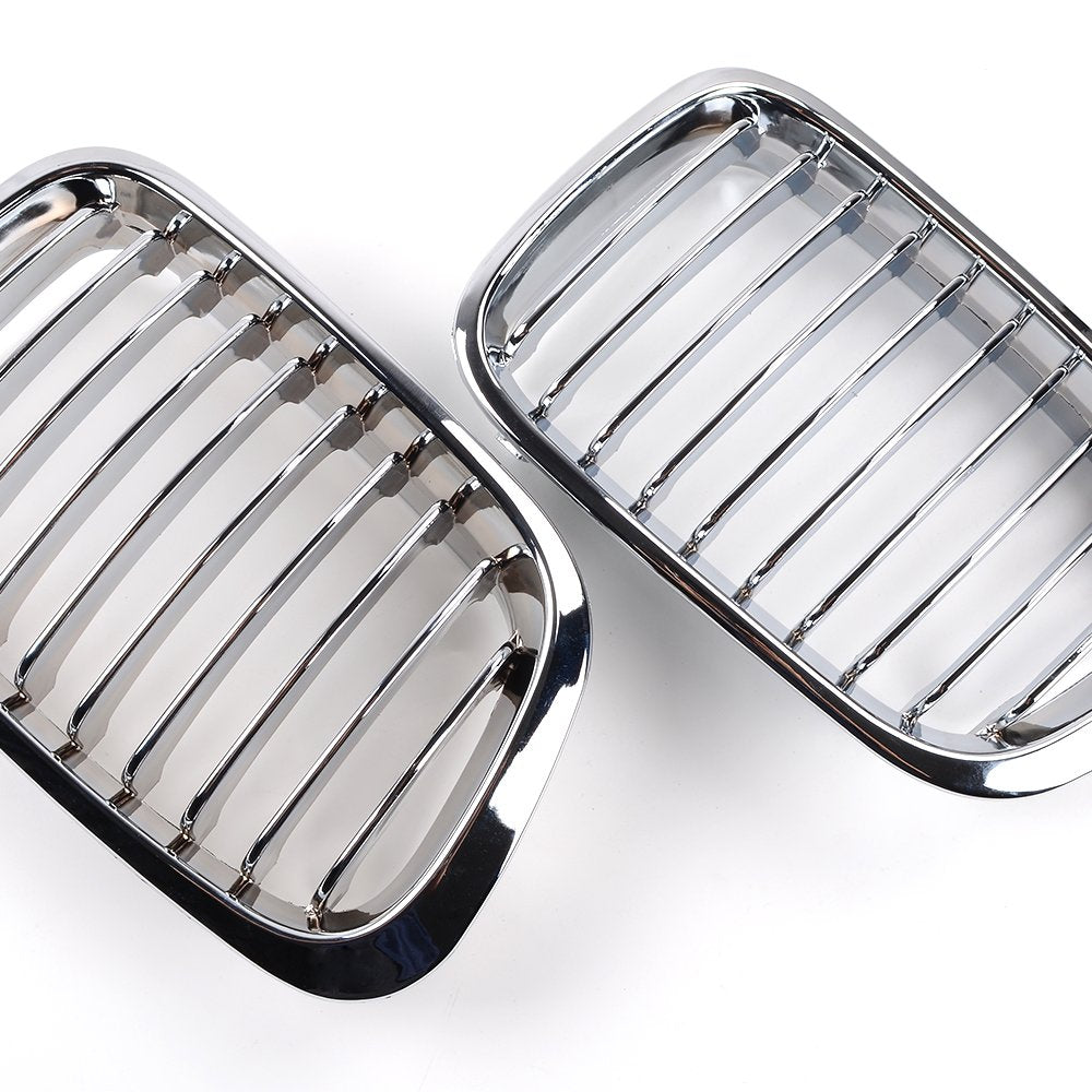 Left Right Chrome Front Kidney Grille Grill Compatible With 1998-2001 Bmw E46 316I 318I 320I 323I 325I 328I 330I Sedan Pre-Lci