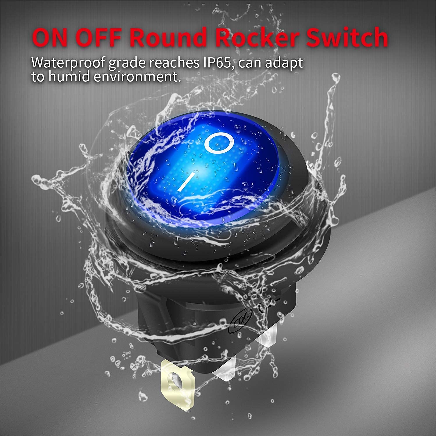 DAIERTEK 12V Waterproof Rocker Switch, Blue LED Lighted, 20A, 3 Pin, Marine/RV/Truck, Model KCD1-8-101NW-B