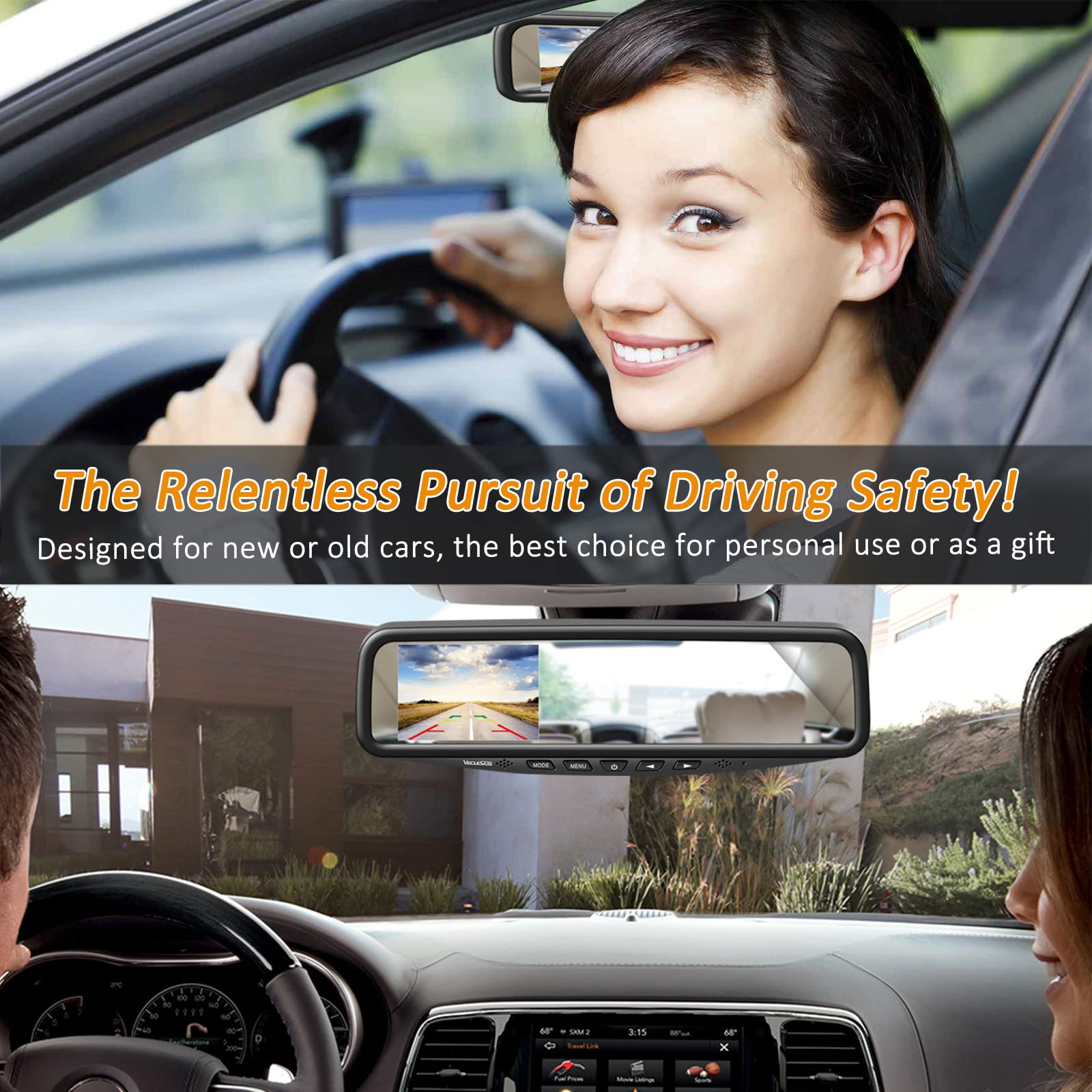 VECLESUS VT1 1080P Wired Car Backup Camera Kit with 4.3" In-Mirror Monitor for Cars, SUVs, Trucks - Easy Install, Model VT1