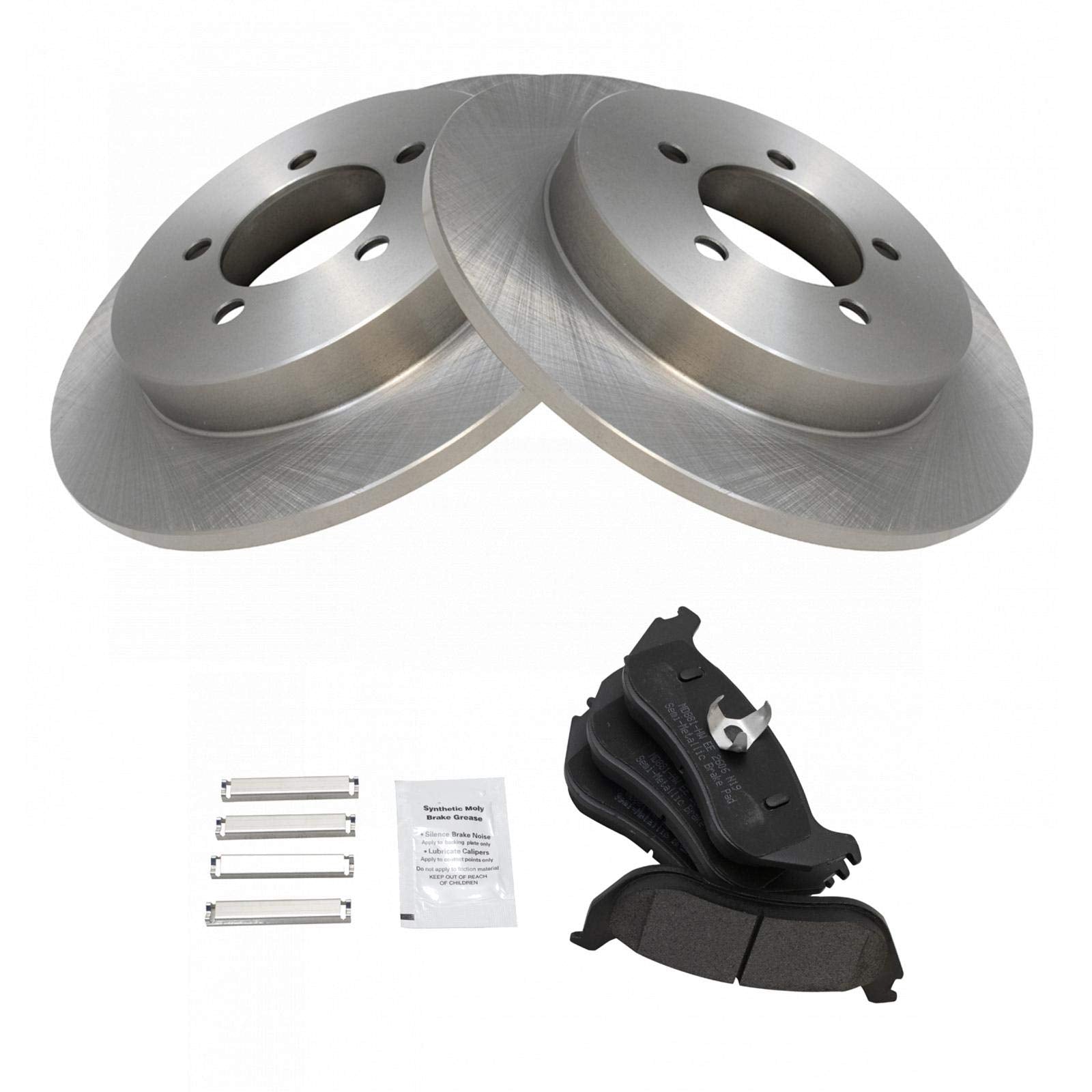 Trq Rear Brake Pad & Rotor Kit Brake Pads Brake Rotor Semi-Metallic Compatible With 2002-2005 Ford Explorer Mercury Mountaineer