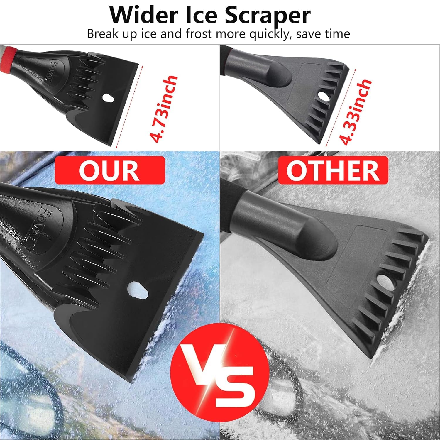 Foval 27 '' Snow Brush With Wider Ice Scraper (4.73 '' Width), Snow Removal Tool Car Brush With Ergonomic Comfortable Foam Grip