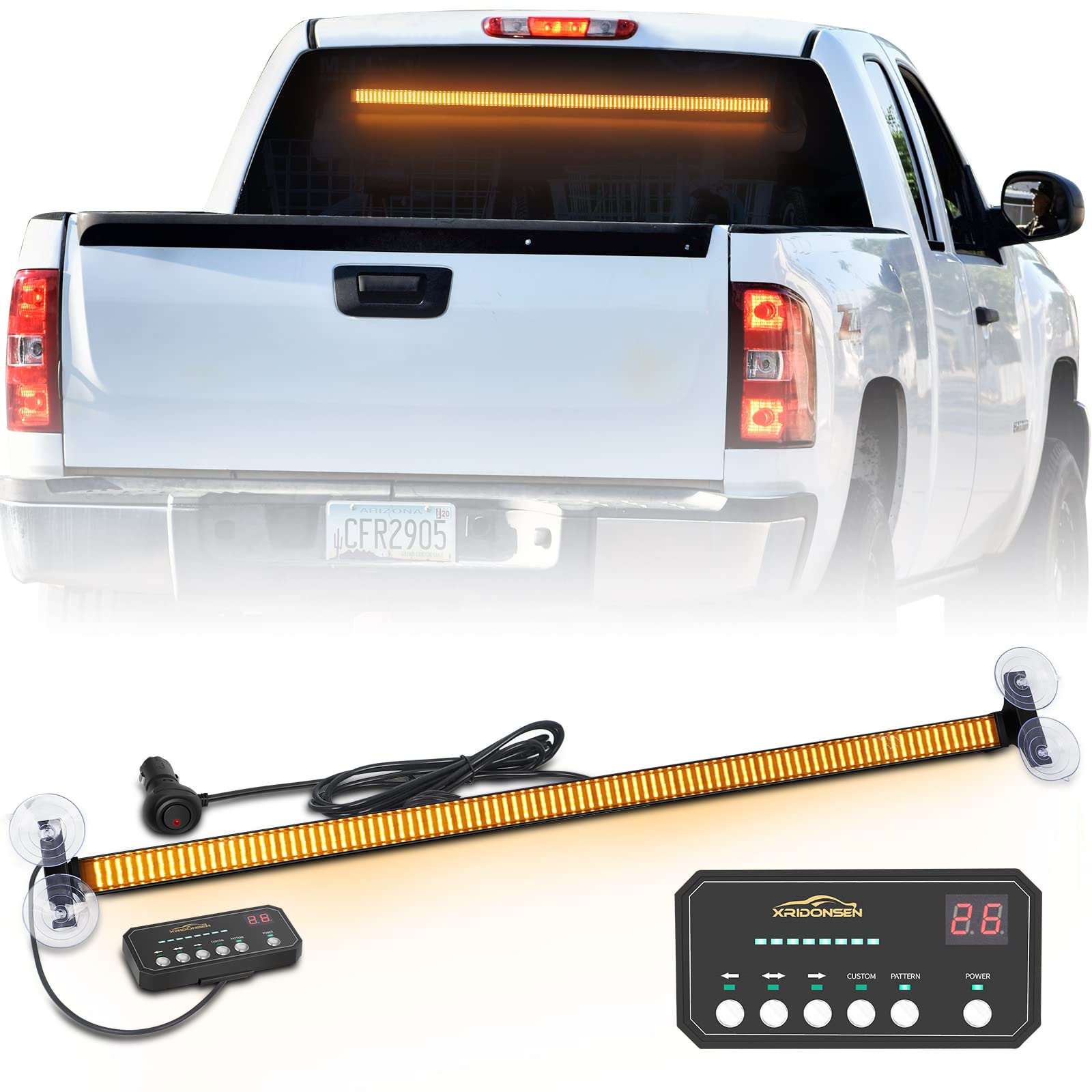 XRIDONSEN 35" Traffic Advisor Light Bar - 144 LED Amber Strobe Lights for Emergency Warning | Aluminum Construction