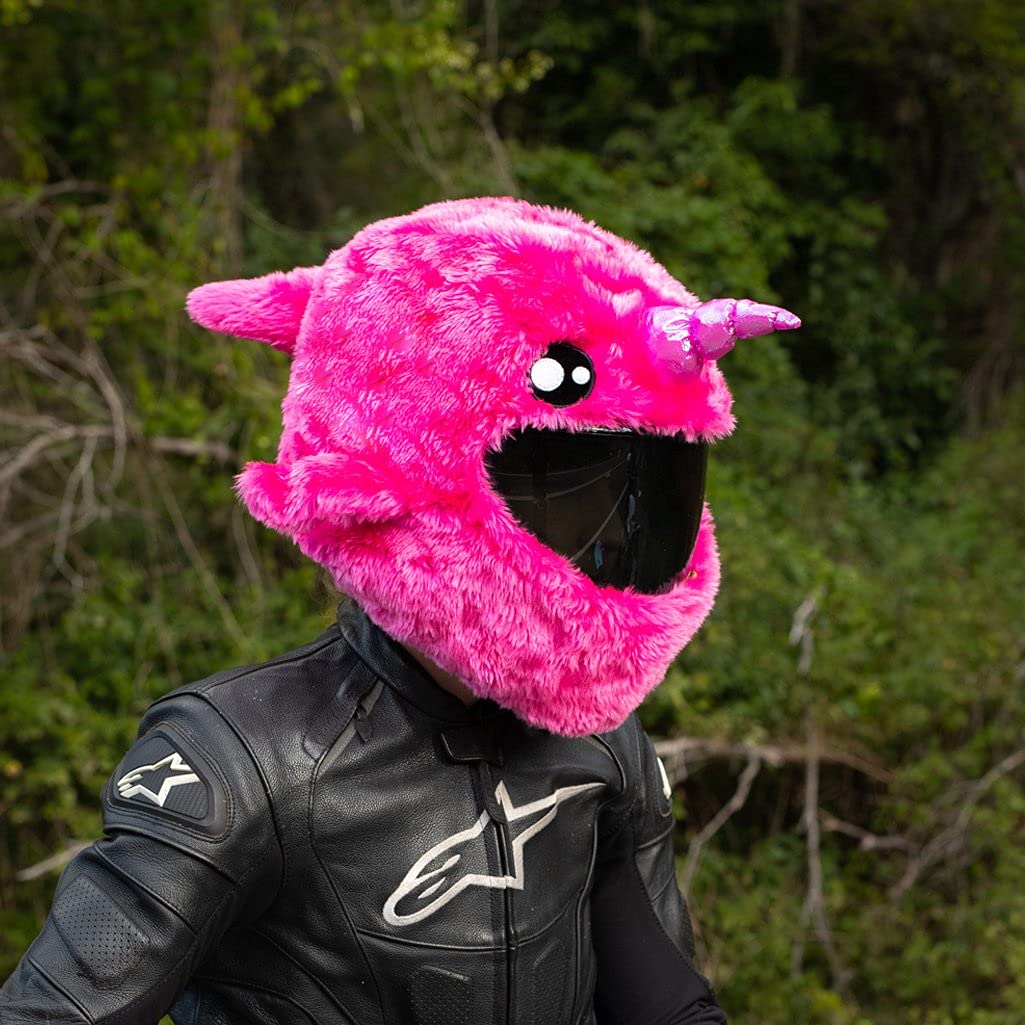 Moto Loot Helmet Cover - Fun Pink Narwhal Design, One Size, Durable ABS Material, Model 482 (Cover Only, Helmet Not Included)