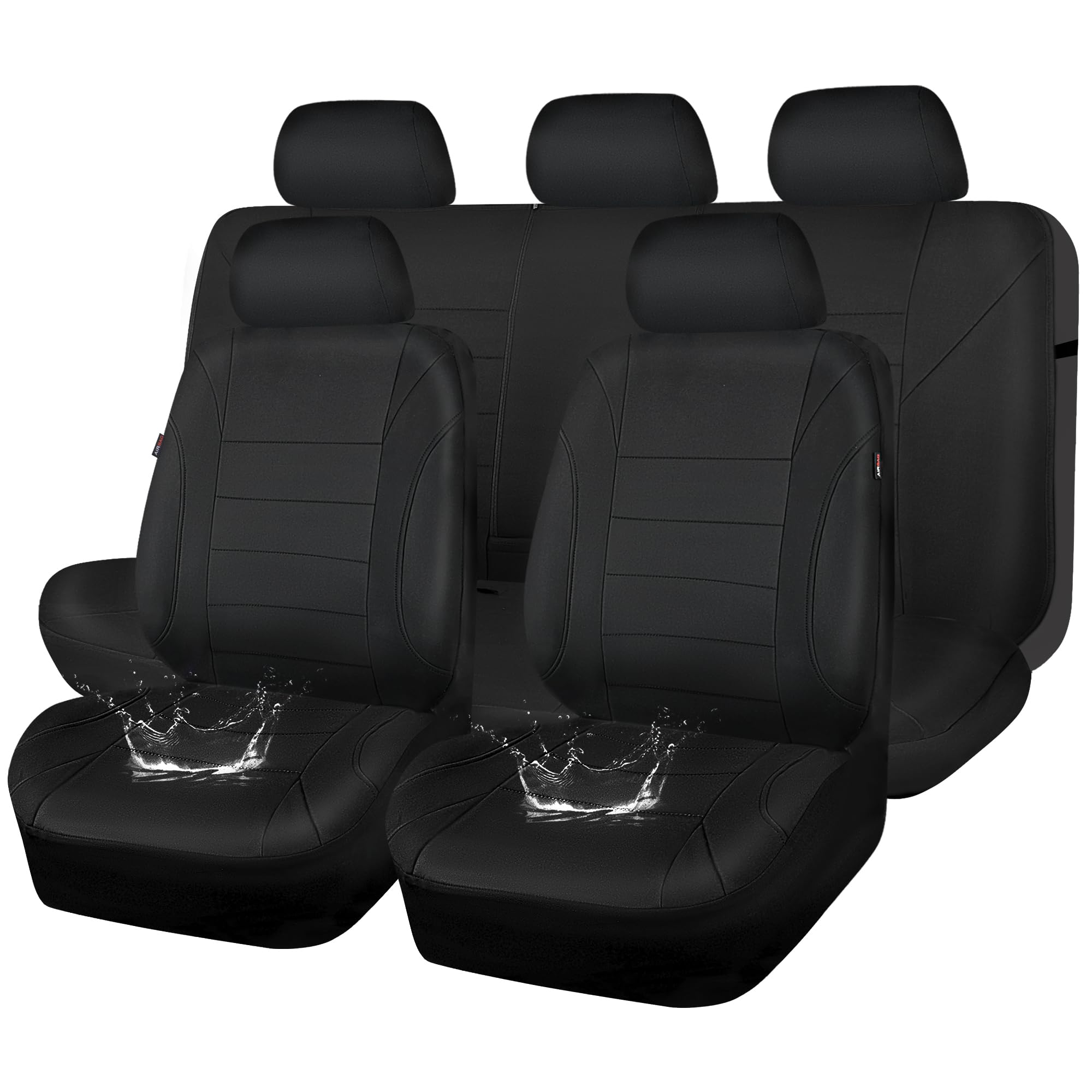 Car Pass Neoprene Waterproof Seat Covers, Universal Fit Black Full Sets, Protective Interior Covers For Auto Suv, Vans, Sedans, 
