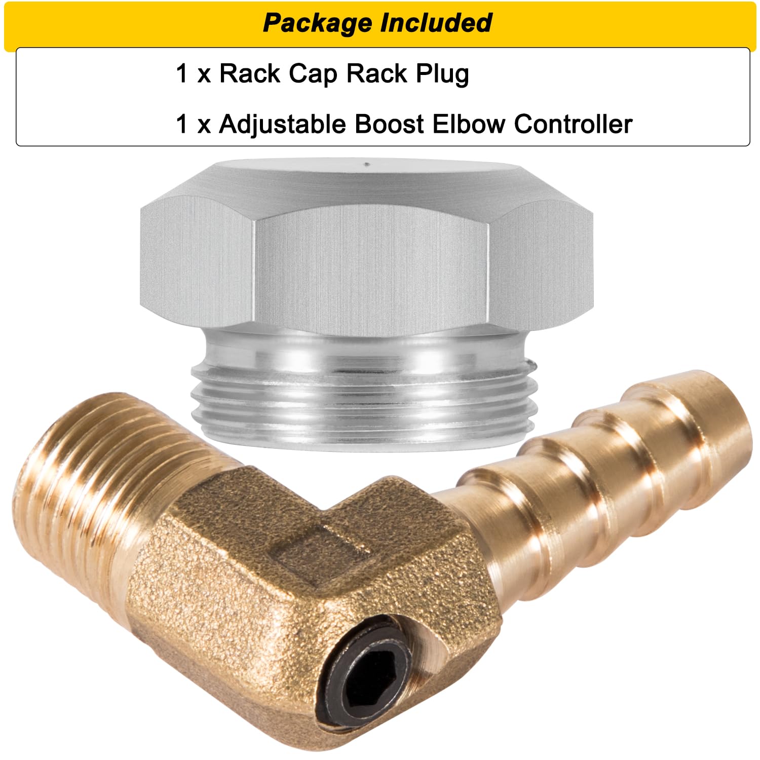 Camoo Adjustable Boost Elbow Controller & 2095 Rack Cap for Dodge Cummins 1994-1998, P7100 Injection Pumps, Aluminum