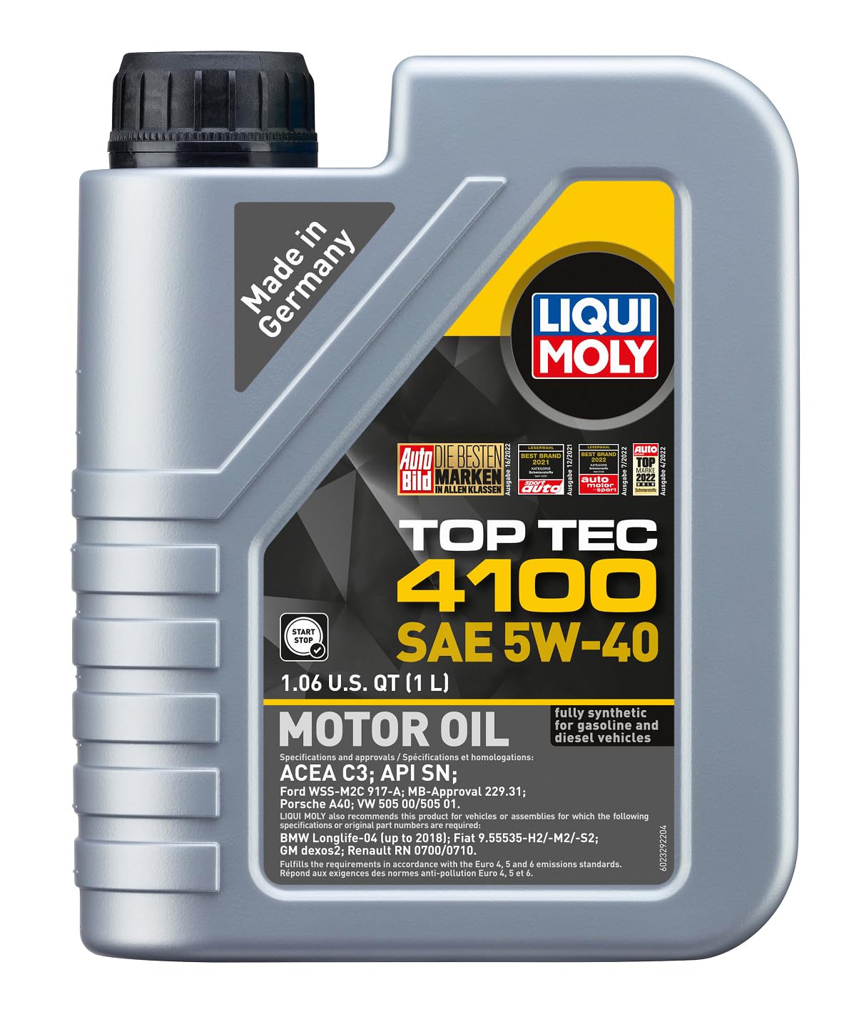 LIQUI MOLY Top Tec 4100 SAE 5W-40 | 1 L | Synthesis technology motor oil | SKU: 2329