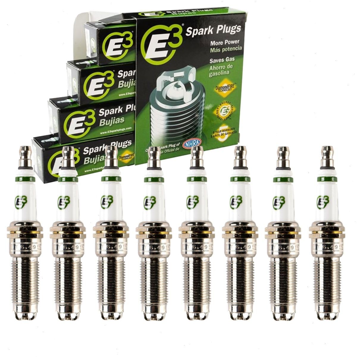 8 pc E3 Spark Plugs compatible with Ford F-150 5.0L V8 2011-2021