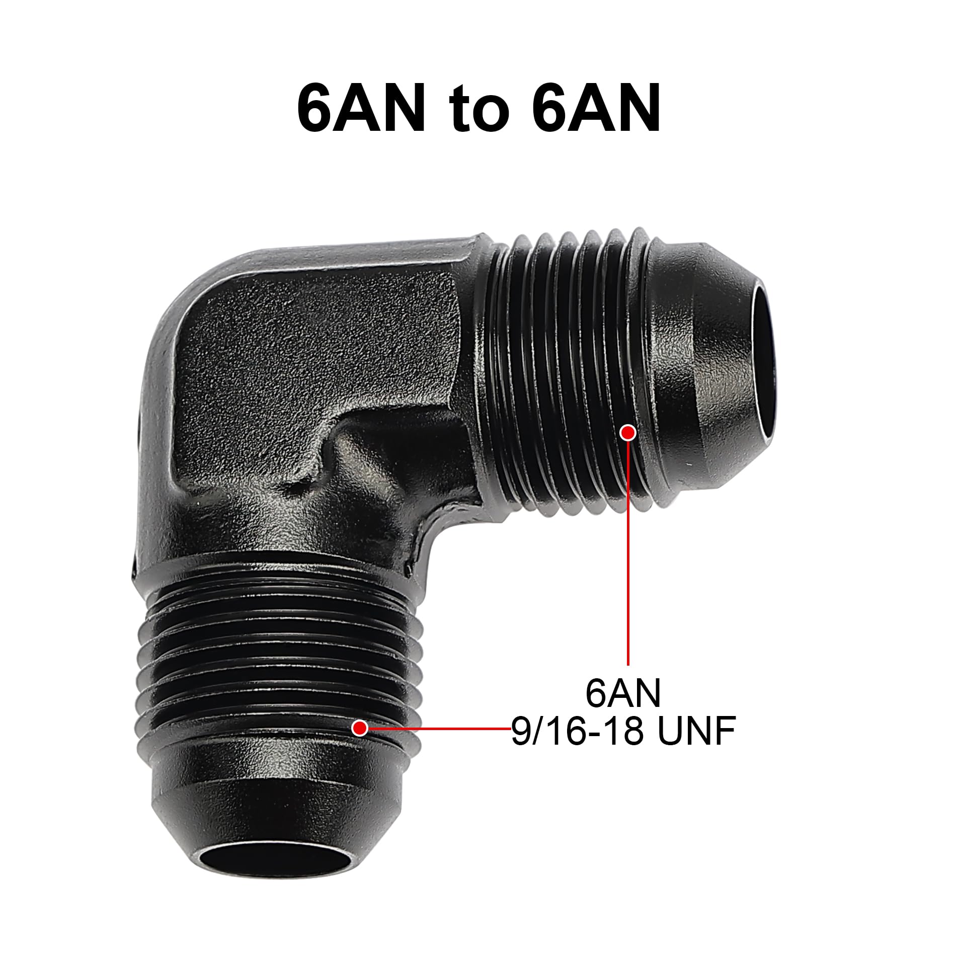 EVIL ENERGY 6AN Male to Male Flare 90 Degree Union Coupler Fitting Coupling Aluminum Black