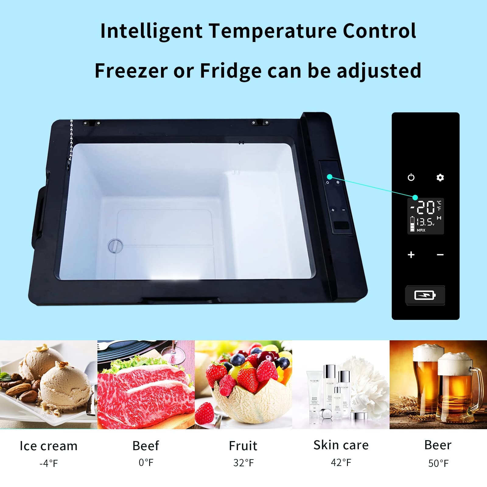 Alpicool C40 Portable Car Freezer - 42 Quart 12V Refrigerator for RV, Truck, Camping - Metal, Fast Cooling, 40 Liter