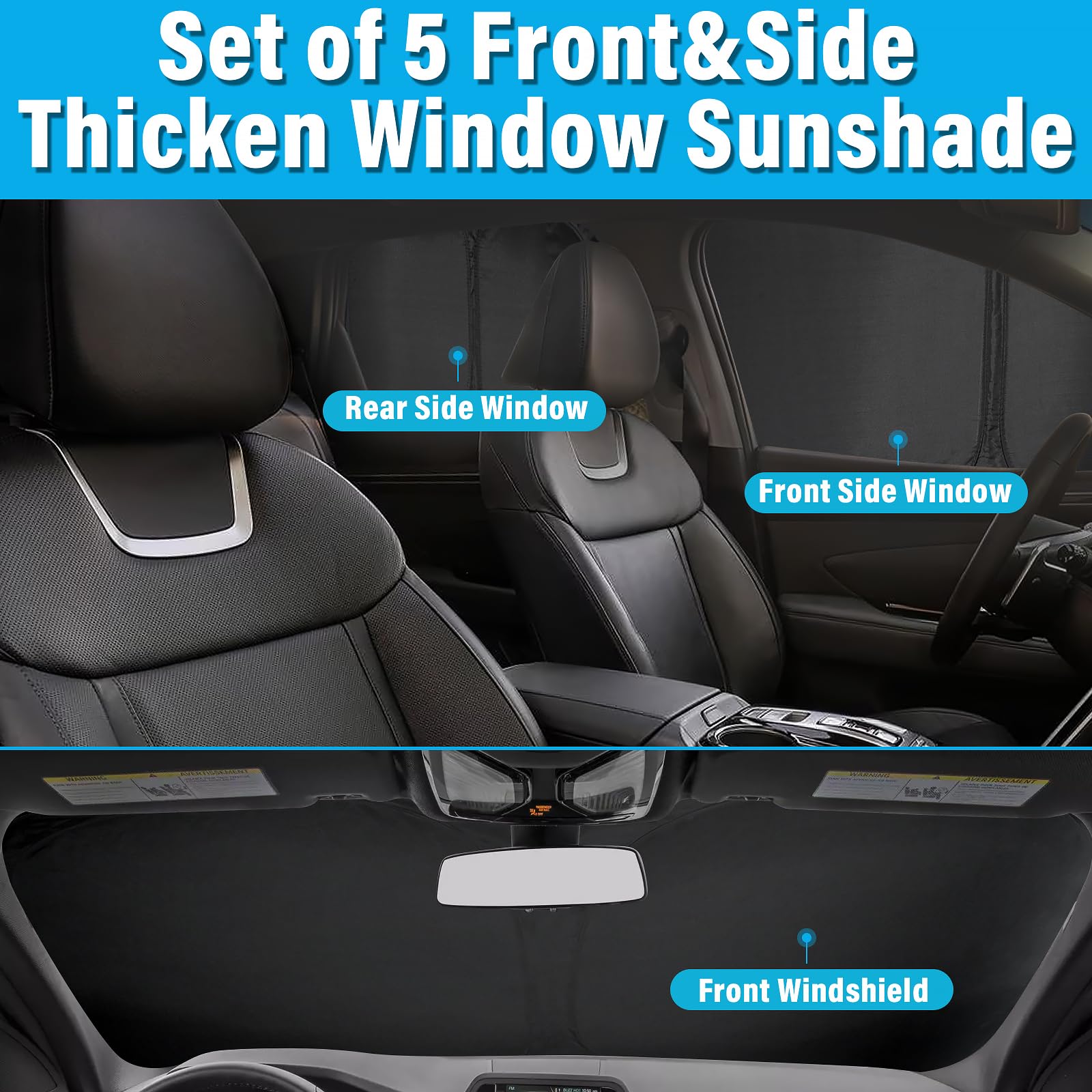 Kmf Windshield Sun Shade Replacement For Hyundai Santa Cruz Accessories 2022-2025, Side Window Sun Shade Cover Sun Visor Shield
