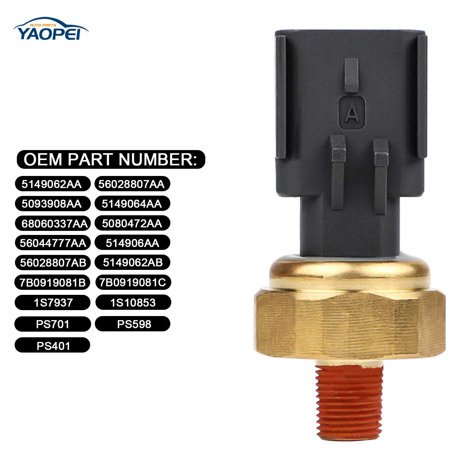 YAOPEI Engine Oil Pressure Sensor Switch, Metal, Model 5149062AA, Compatible with Dodge Ram, Chrysler, Jeep, and More