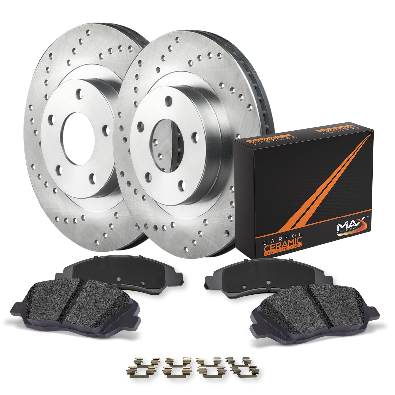 Max Advanced Brakes Front Brake Kit For 2014 2015 2016 2017 2018 Mazda 6 Replacement Cross Drilled Disc Brake Rotors And Ceramic Brake Pads