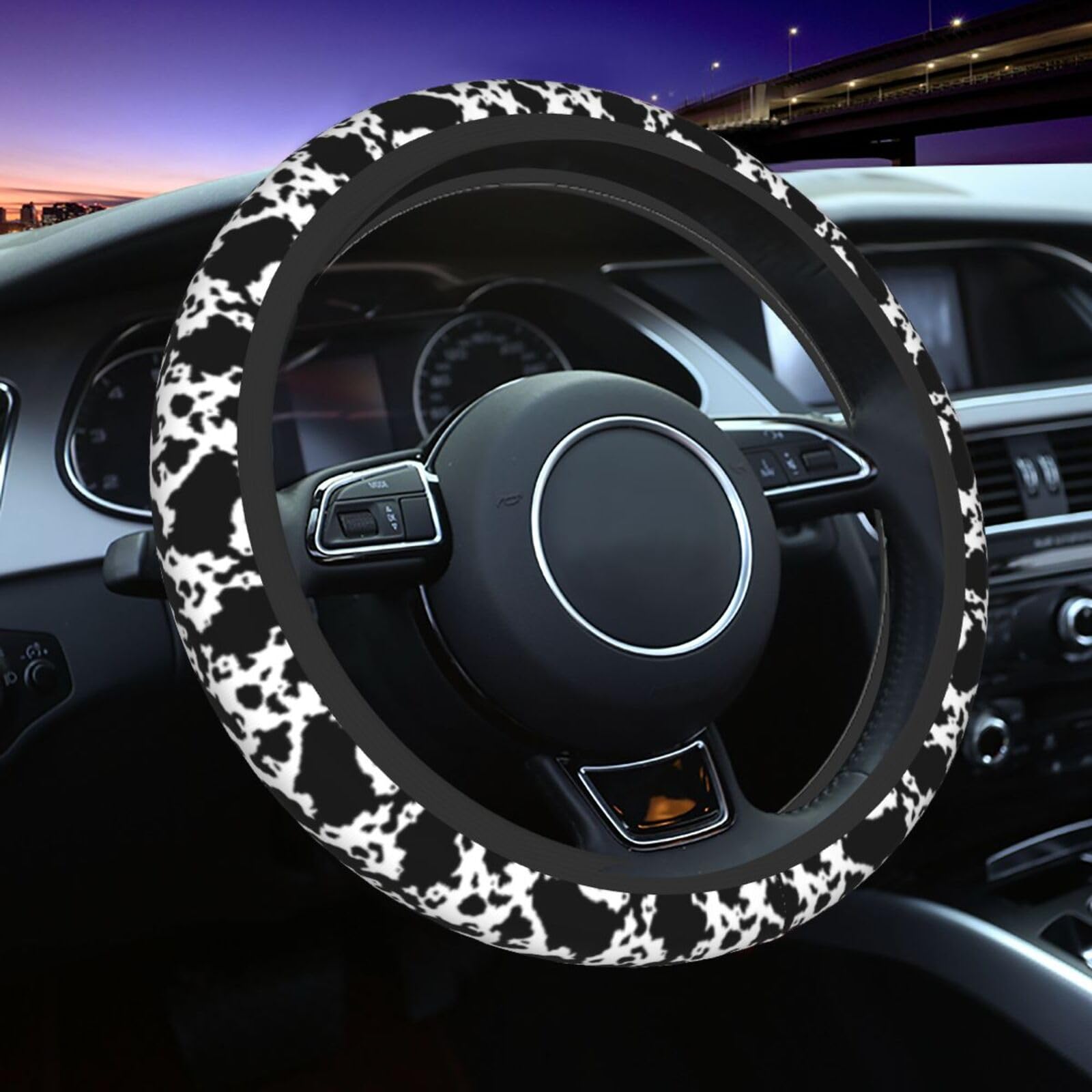 Cow Steering Wheel Covers Non Slip Neoprene Steering Wheel Protector Cover Universal 15 Inch For Men Women Car Truck
