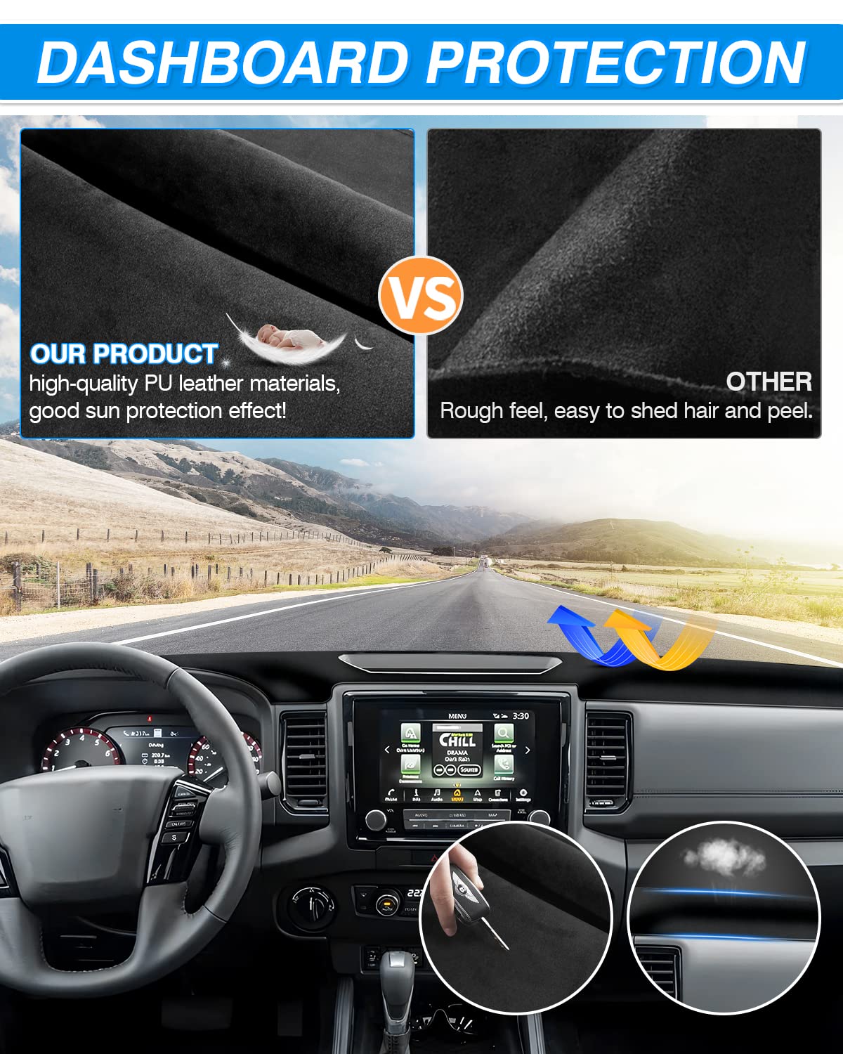 Cartist Dash Cover Custom Fit For Nissan Frontier 2022 2023 2024 Accessories Dashboard Cover Mat For Frontier Non-Slip Dash Carp