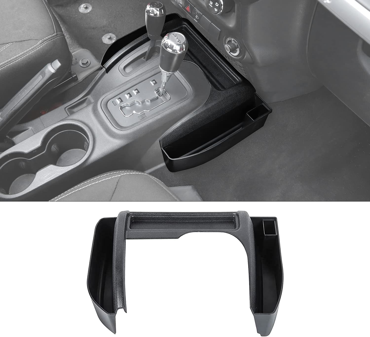 JWWY Gear Tray Coin Storage Box for Jeep Wrangler JK Accessories,2011-2018 Jeep Wrangler JK JKU Gear Shift Shifter Storage Box C