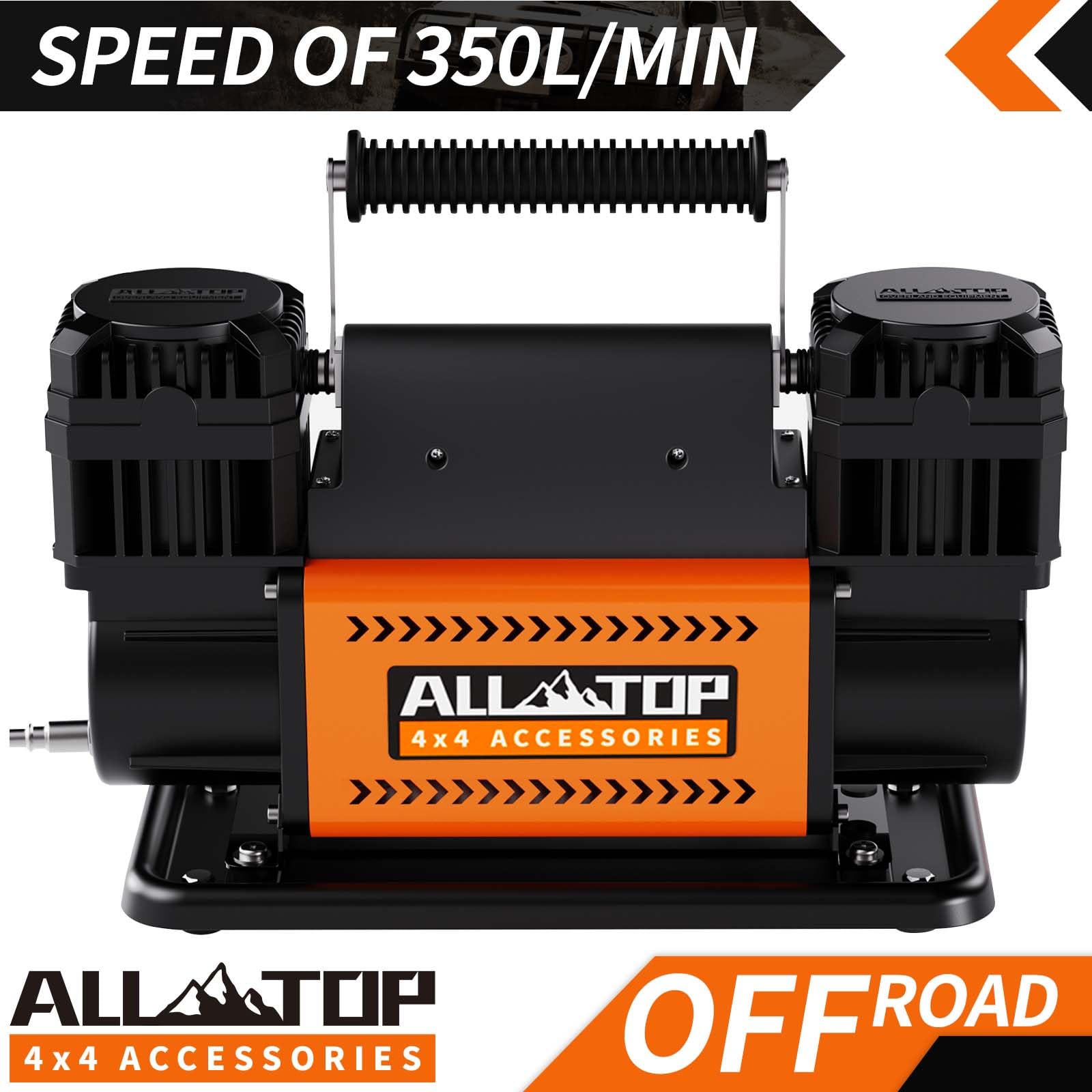ALL-TOP Air Compressor Kit, Dual Cylinder 12V Inflator, 150 PSI for Truck & RV, Heavy Duty, Model ATACR300, 350 L/Min